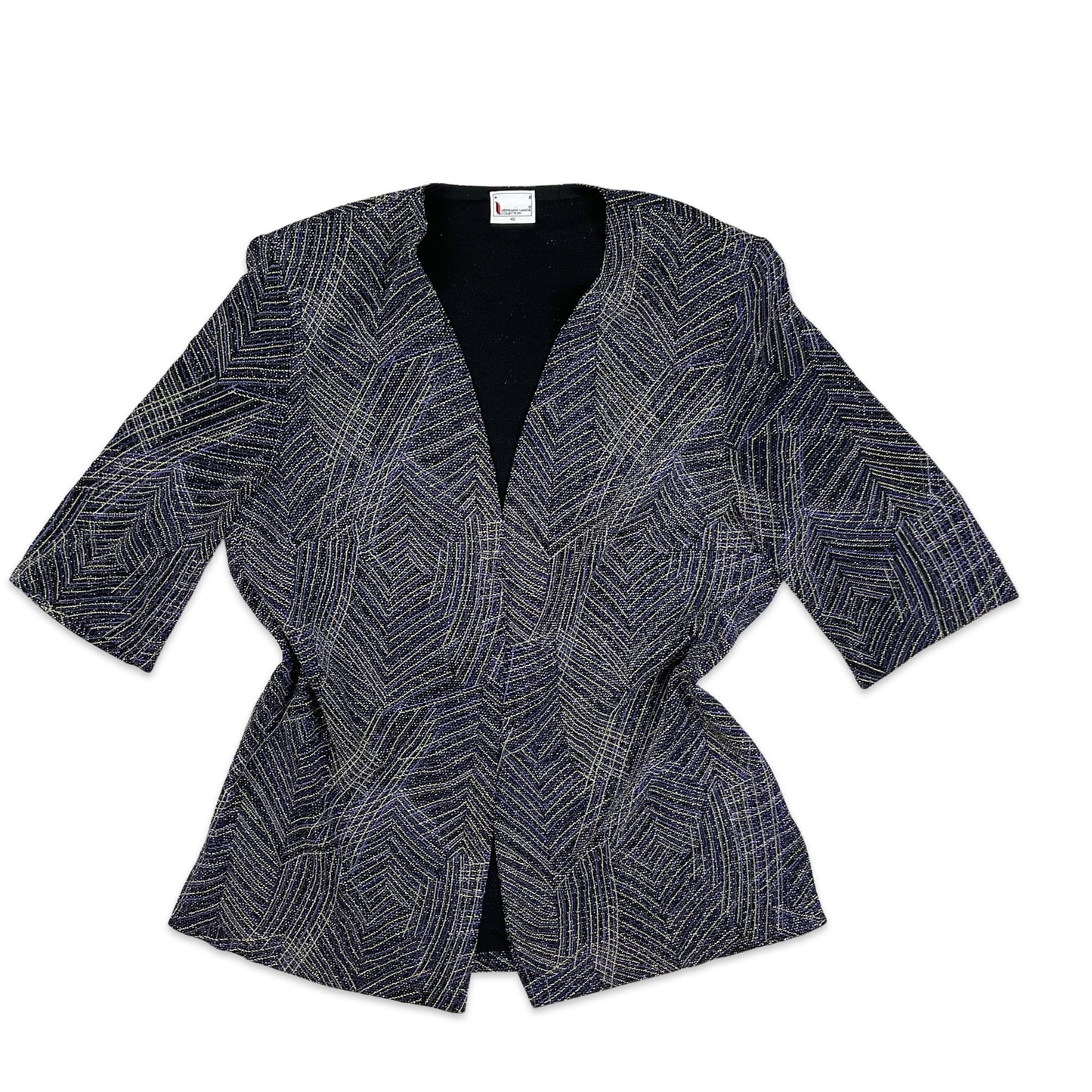 Vintage 80s Blue Purple Gold Lurex Shimmer Festival Blouse 14 16