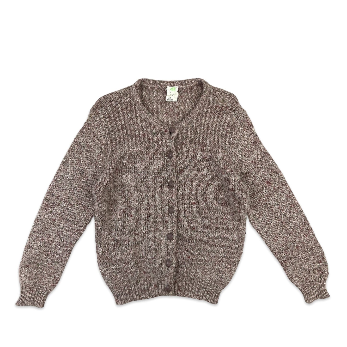 Vintage Mohair Button Up Cardigan Pink Brown 10 12
