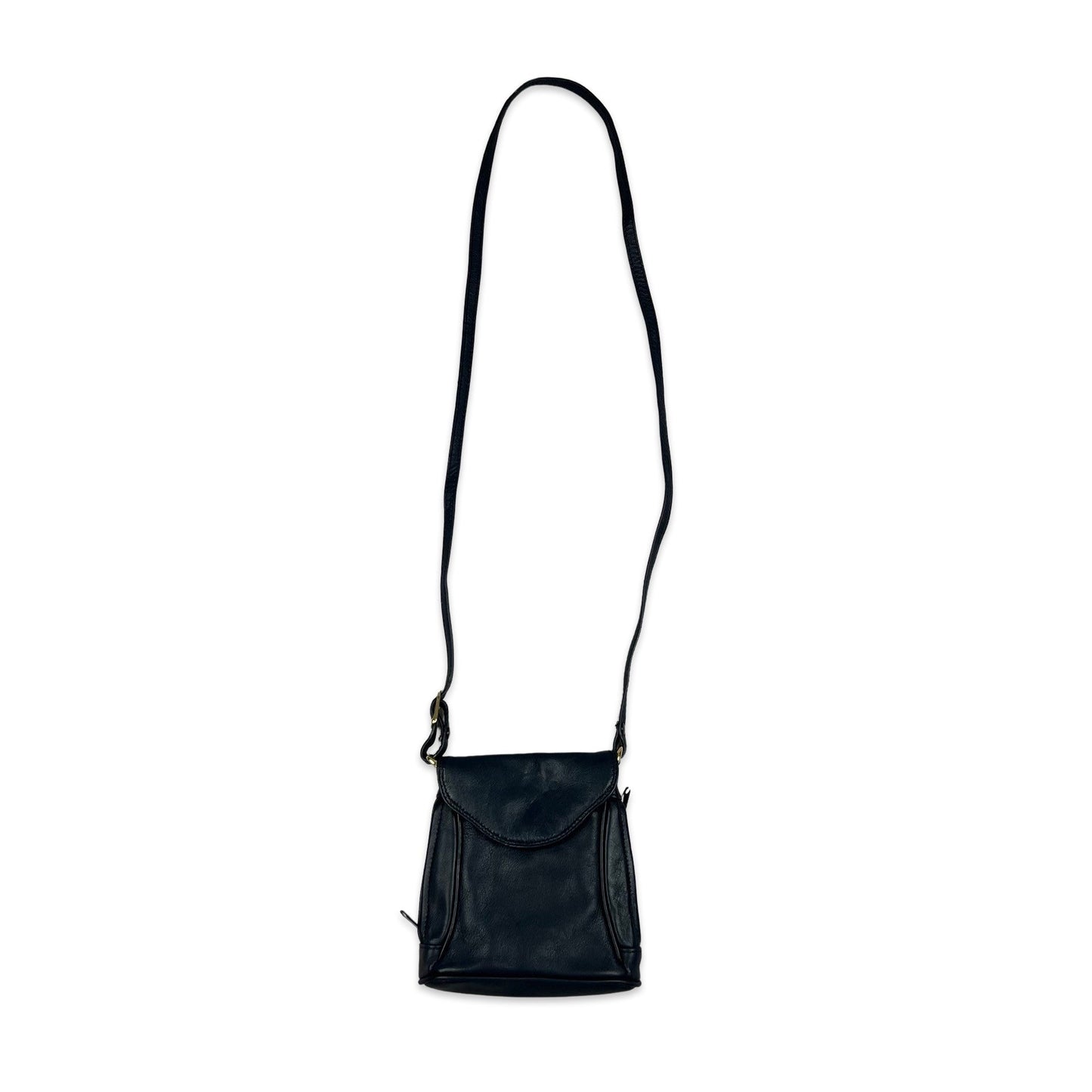 Vintage 90s Navy Gold Mini Leather Handbag