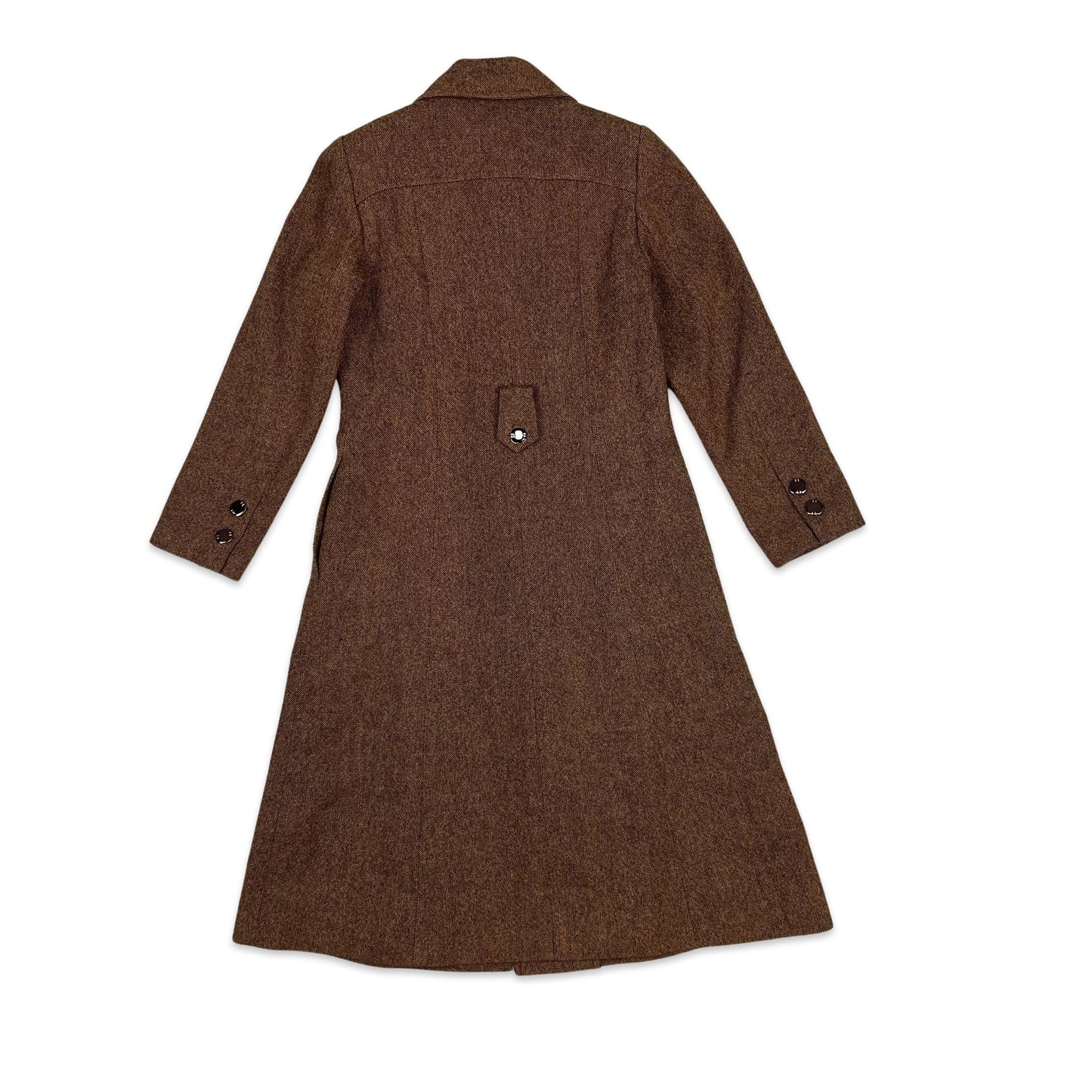Vintage Tweed Wool Coat Brown 6 8