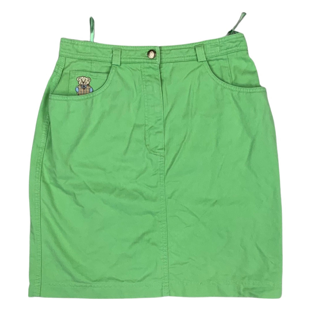 Vintage Embroidered Denim Mini Skirt Green 10