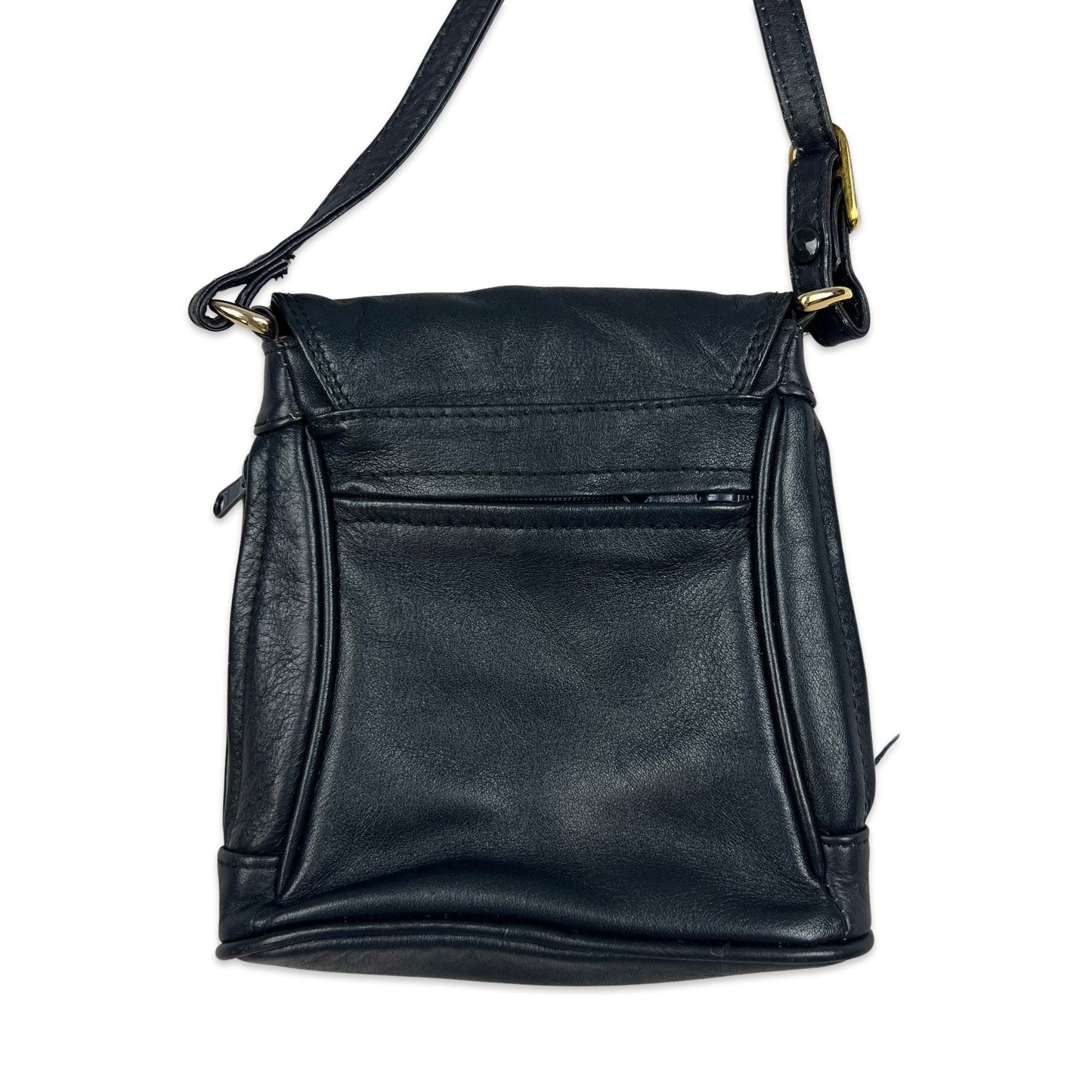 Vintage 90s Navy Gold Mini Leather Handbag