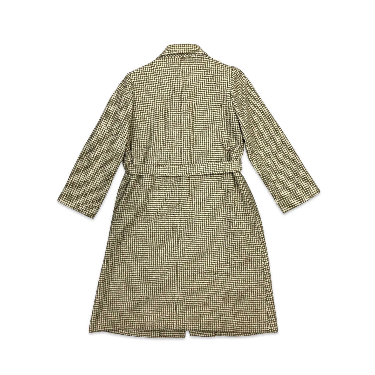 Vintage Midi Wool Coat Dogtooth Brown Cream 8 10