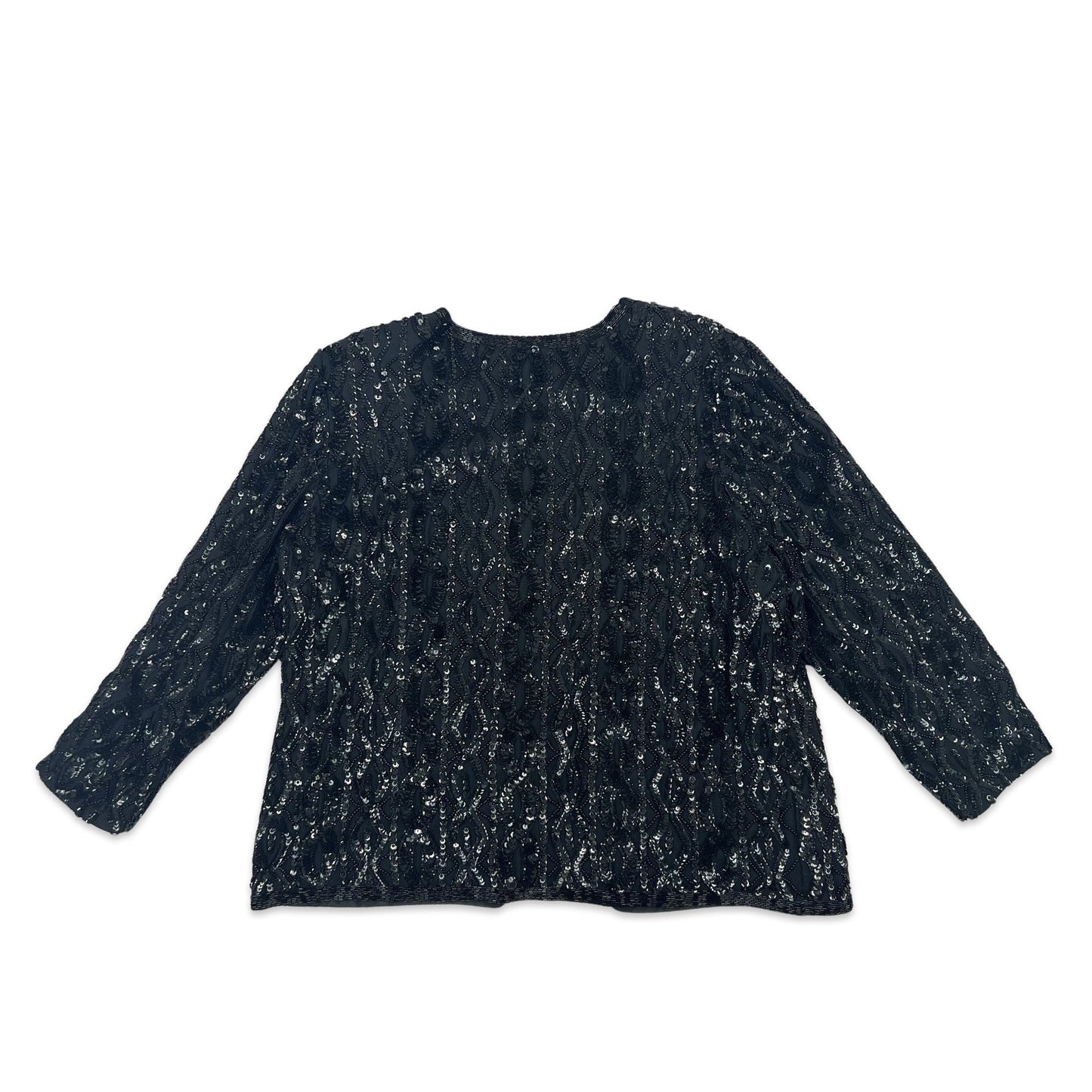 Vintage 80s Black Sequin Jacket Black 16