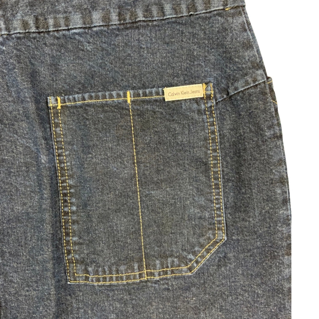 Vintage Y2K Calvin Klein Button Down Dark Blue Denim Skirt 12