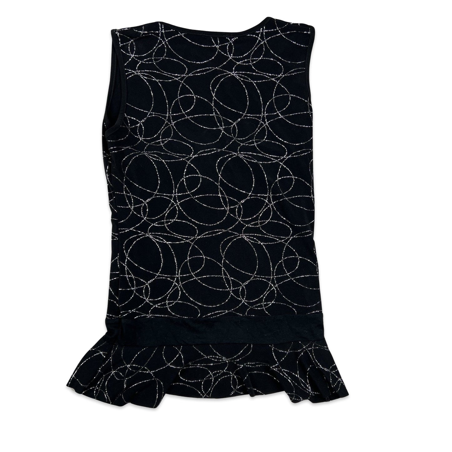 Vintage 90s Sequin Vest Halter Neck Tie Black Silver 6 8 10