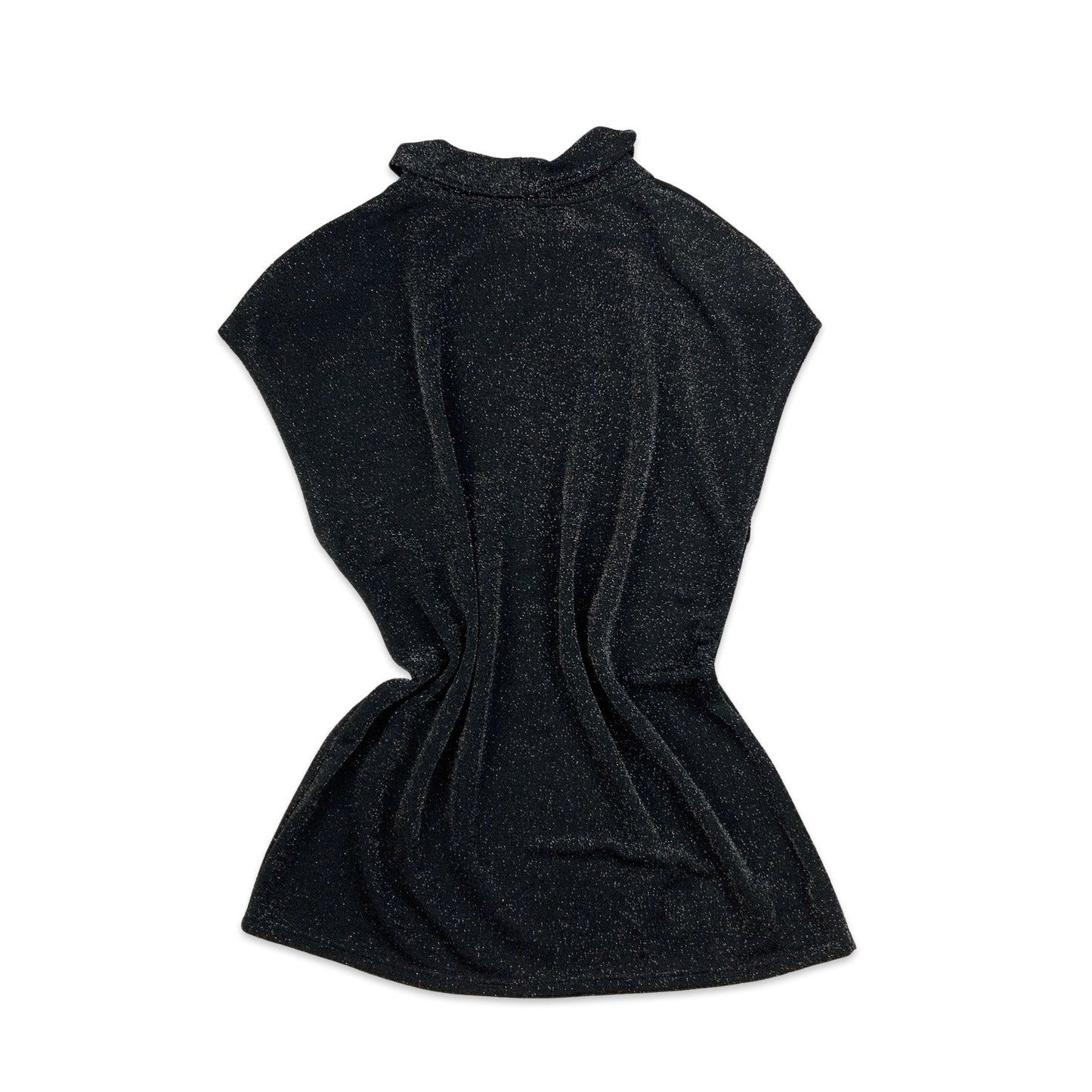 Vintage 80s Black and Silver Lurex Sleeveless Blouse Top 14 16 18