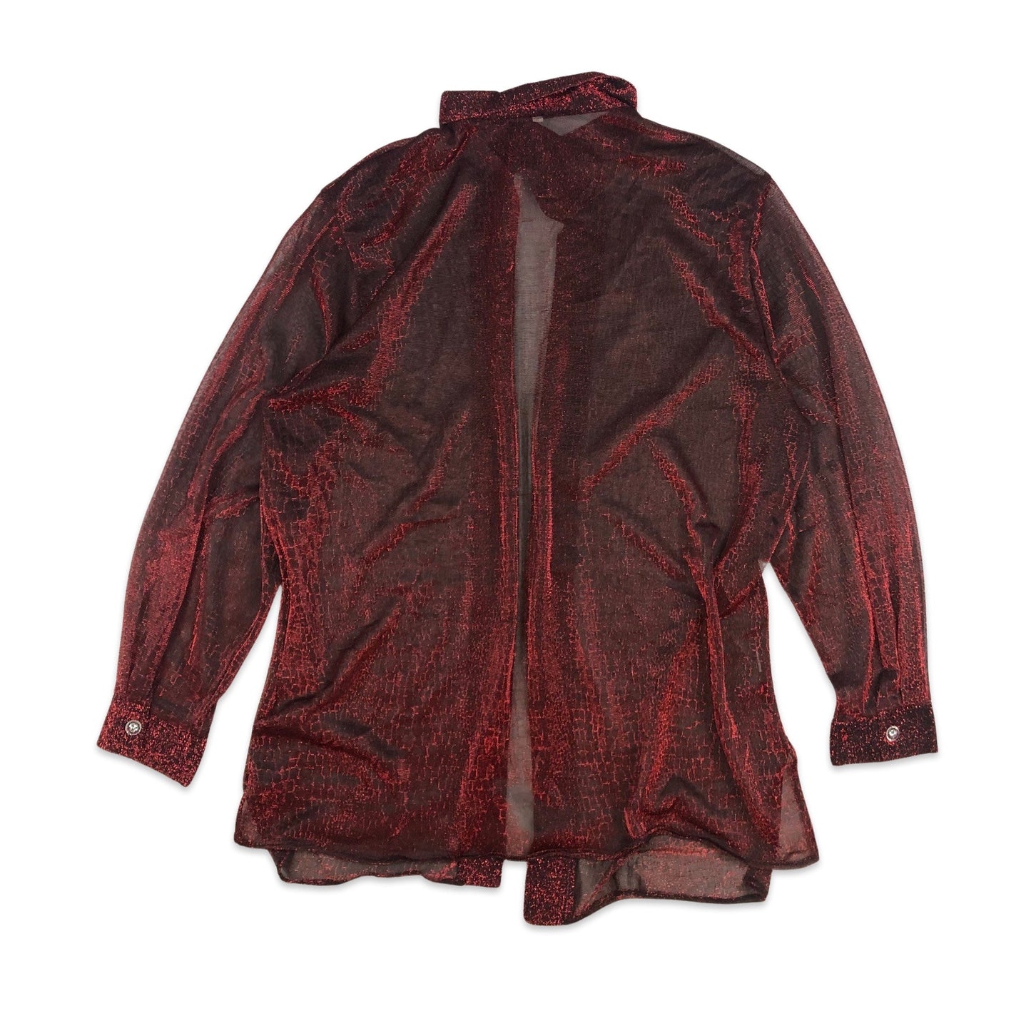 Vintage 80s Red Lurex Blouse 16 18 20 22