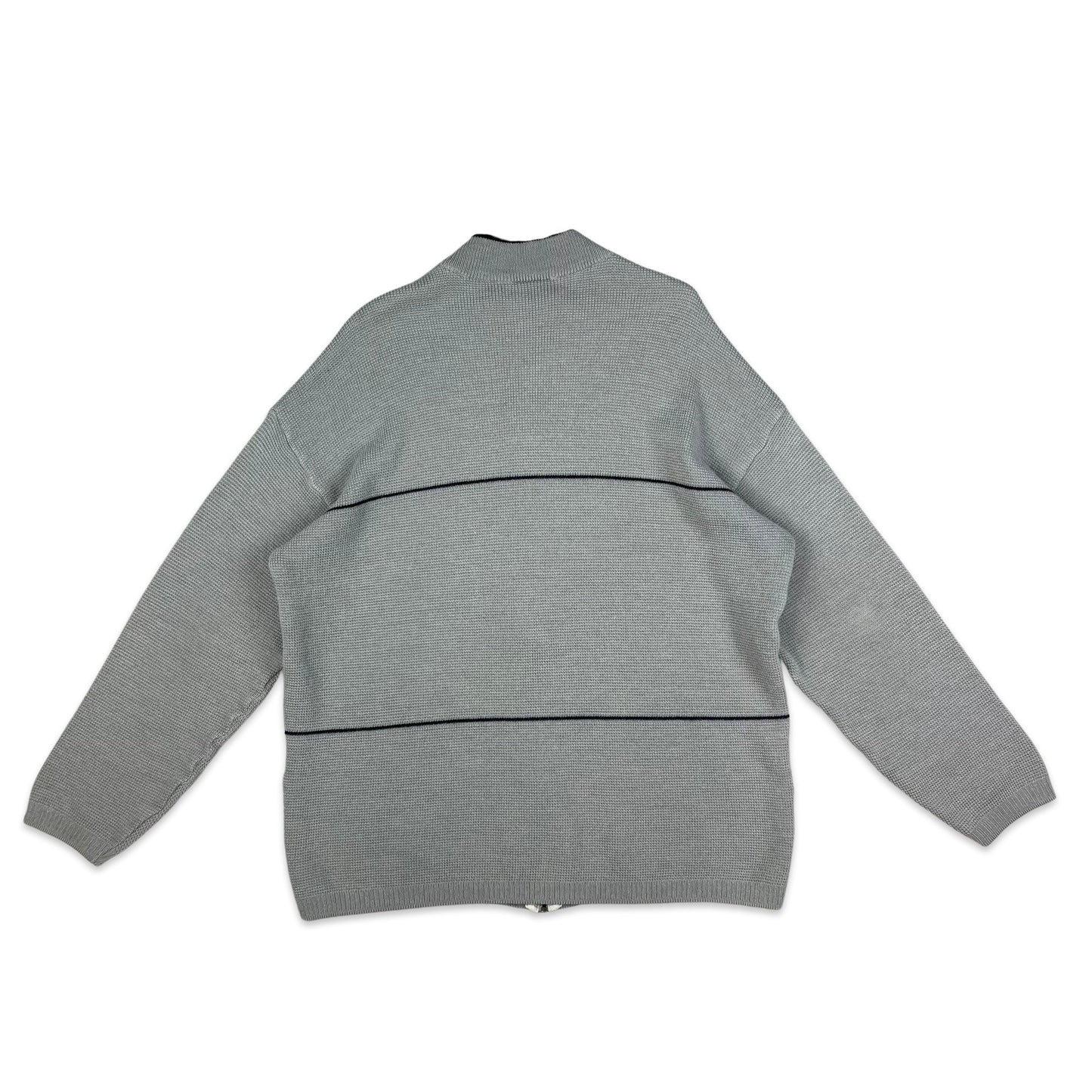 90s 00s Vintage Lacoste Zip Up Knit Jumper Grey Navy XL