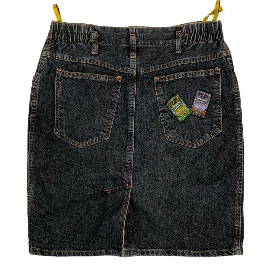 Vintage 90s Black Denim Mini Skirt 12