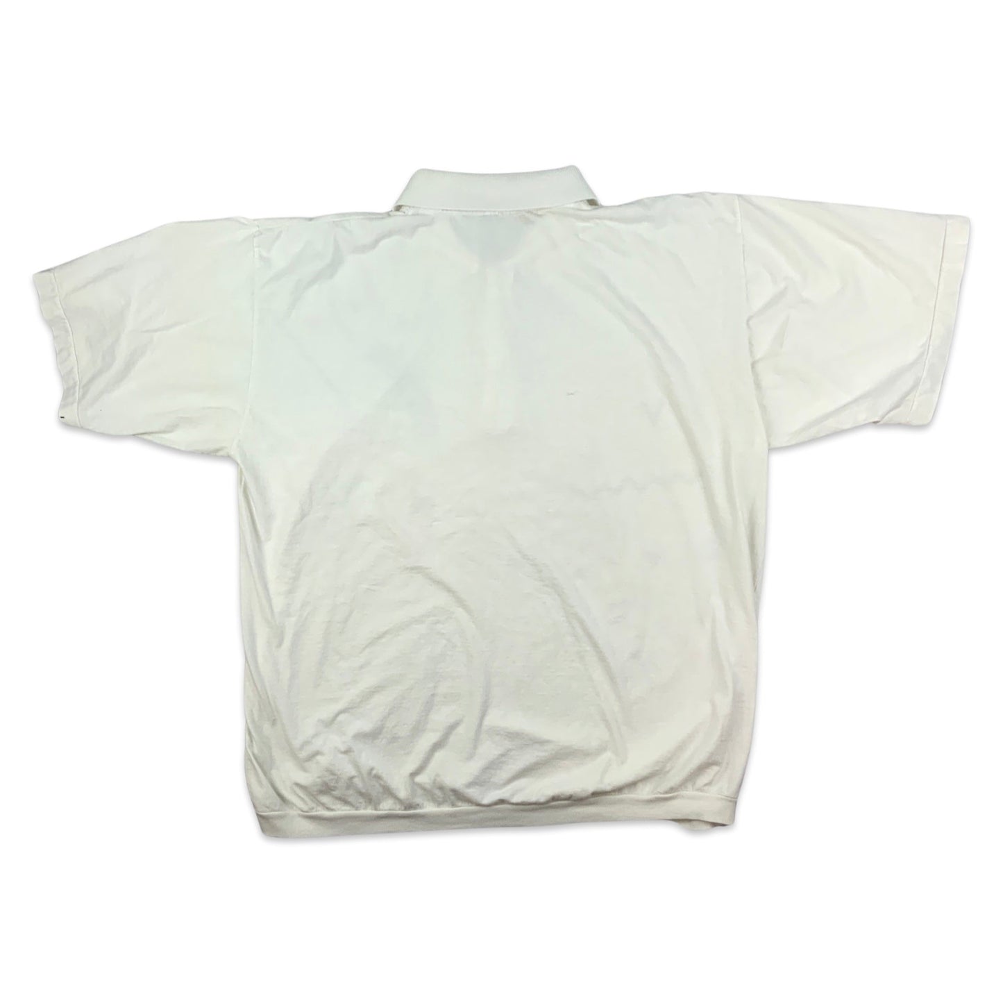 Vintage 90s White Abstract Print Polo Shirt M L
