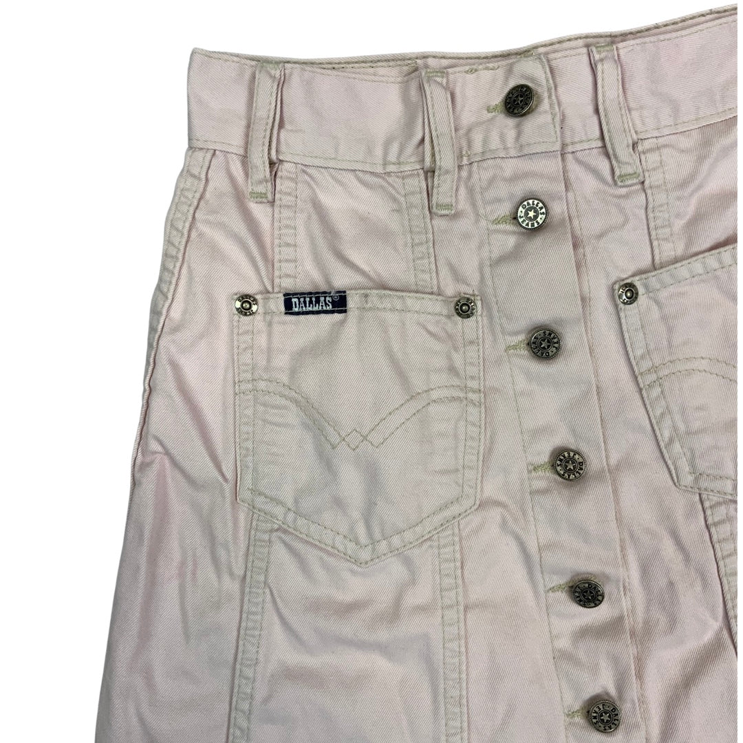 Vintage Dallas Button-down Pink Denim Mini Skirt 4
