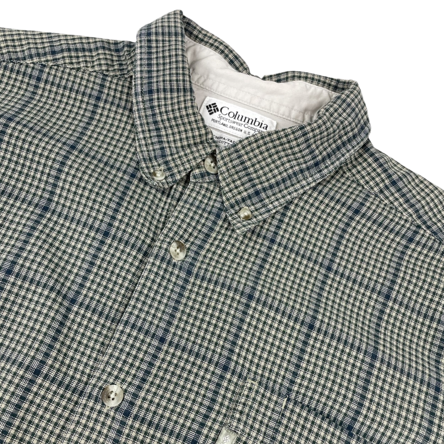 Vintage Columbia Grey and Green Plaid Flannel Shirt 3XL