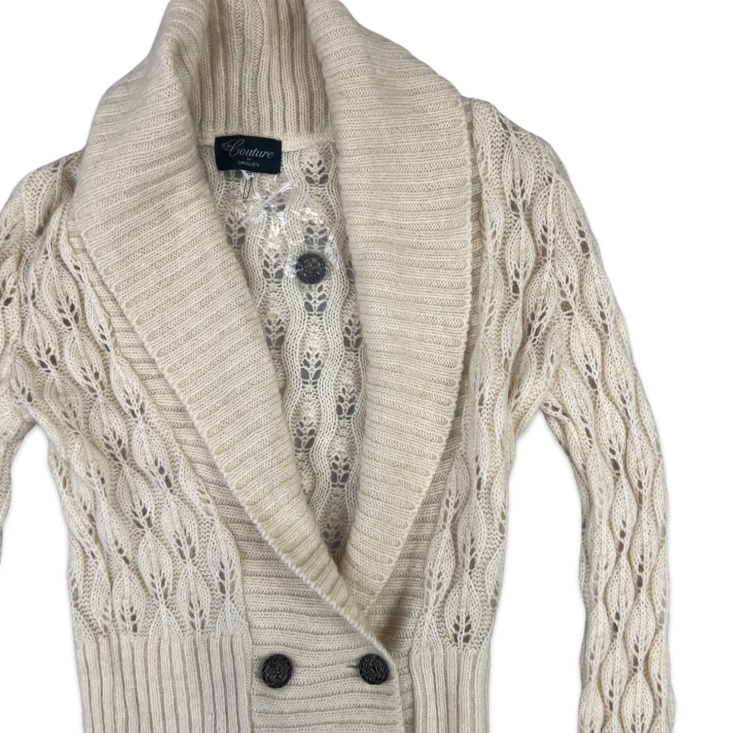 Y2K Vintage Fine Knit Mohair Cardigan Cream 6 8