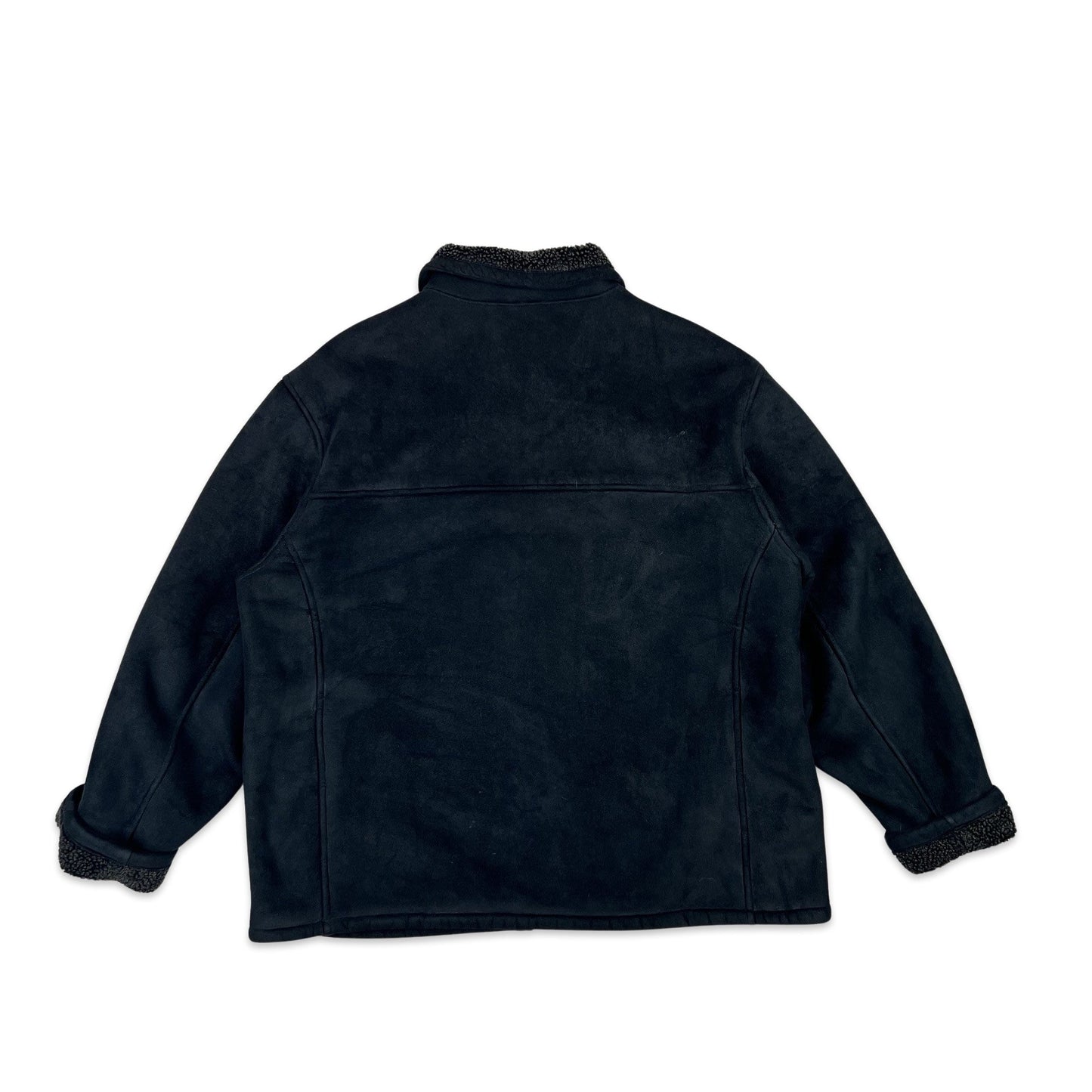Vintage 90s Black Shearling Coat XL 2XL
