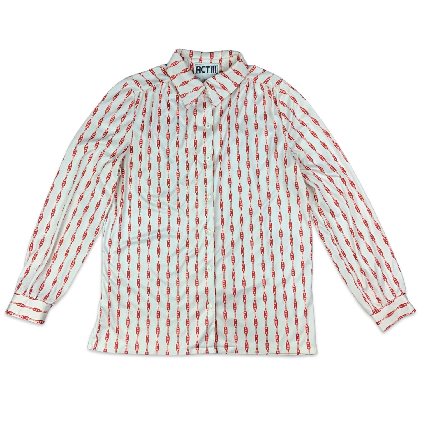 Vintage 90s White & Red Novelty Chain Print Blouse 10 12