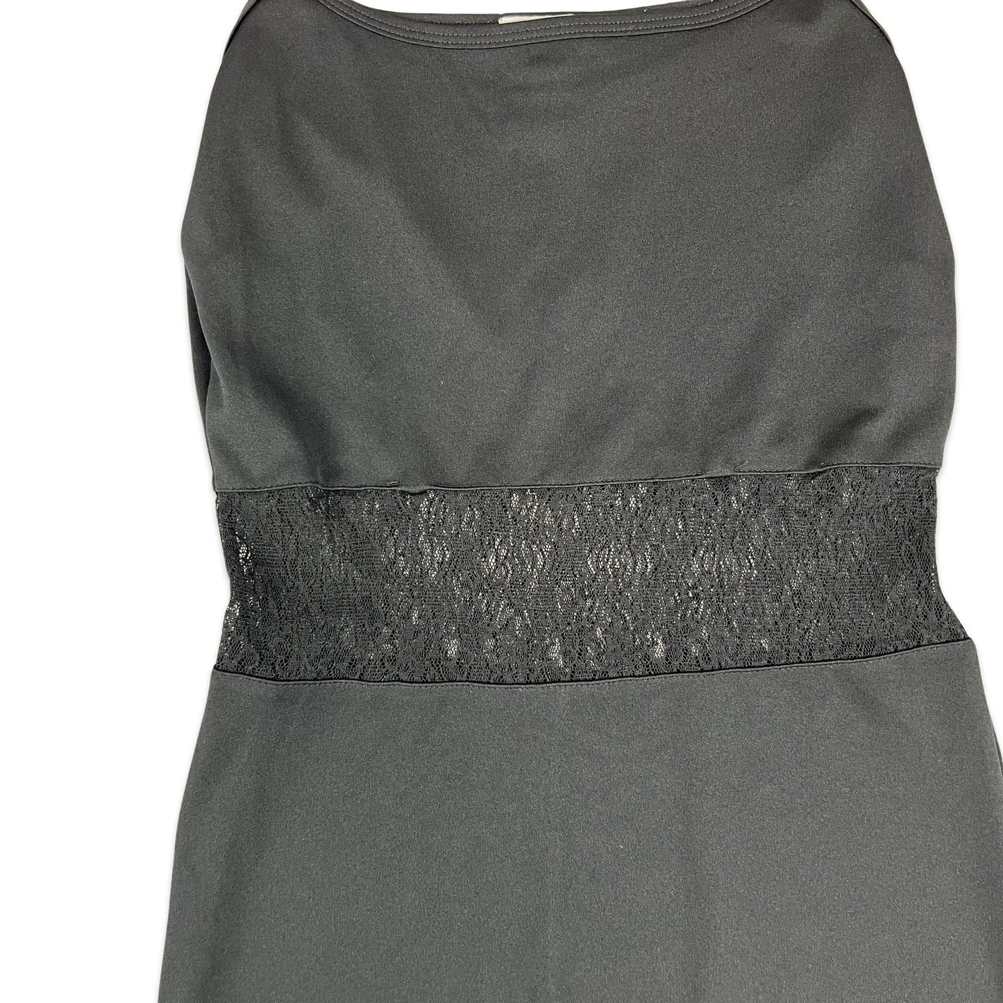 Vintage 90s Maxi Slip Dress Lace Black 6 8