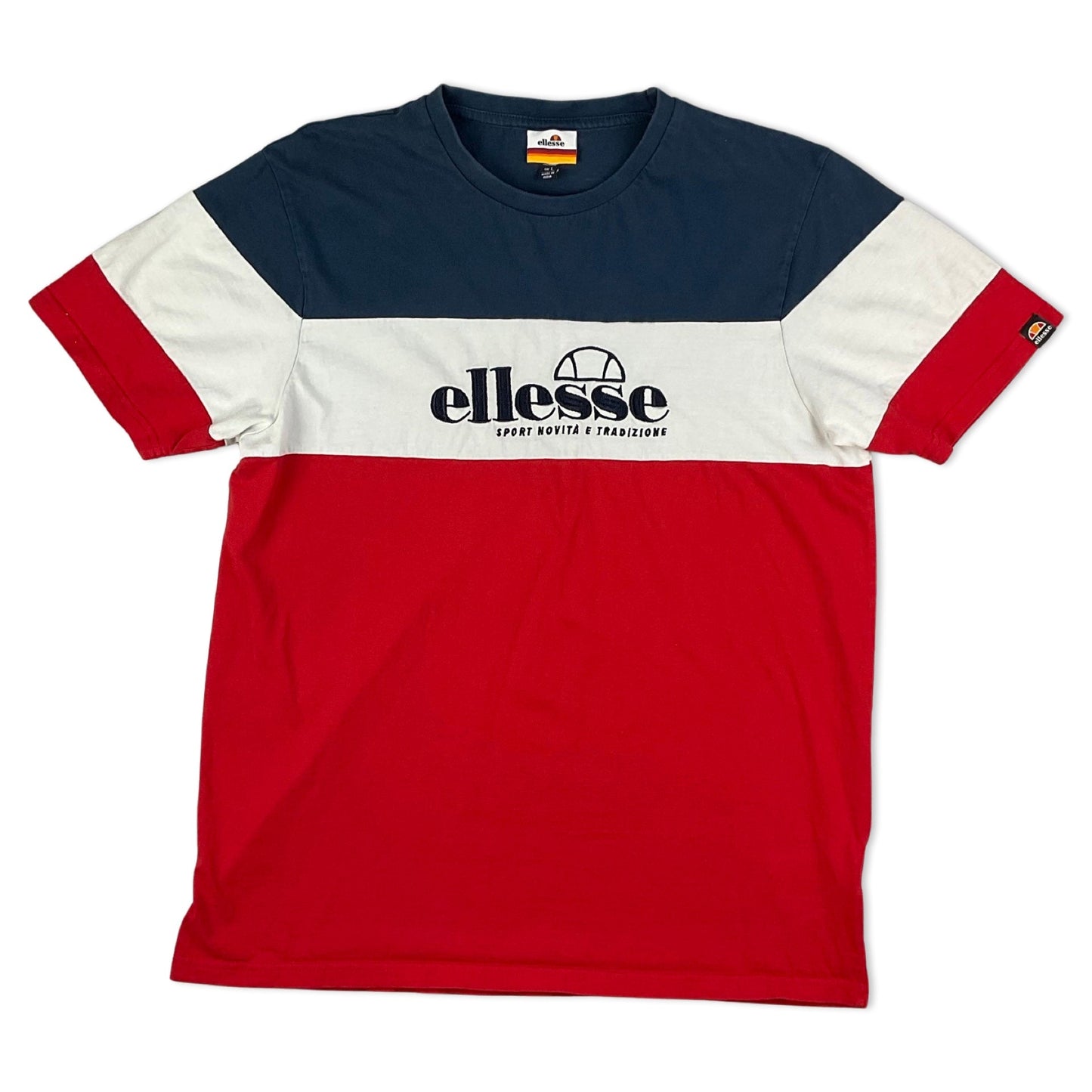 Ellesse Navy White & Red Logo Print Tee S M
