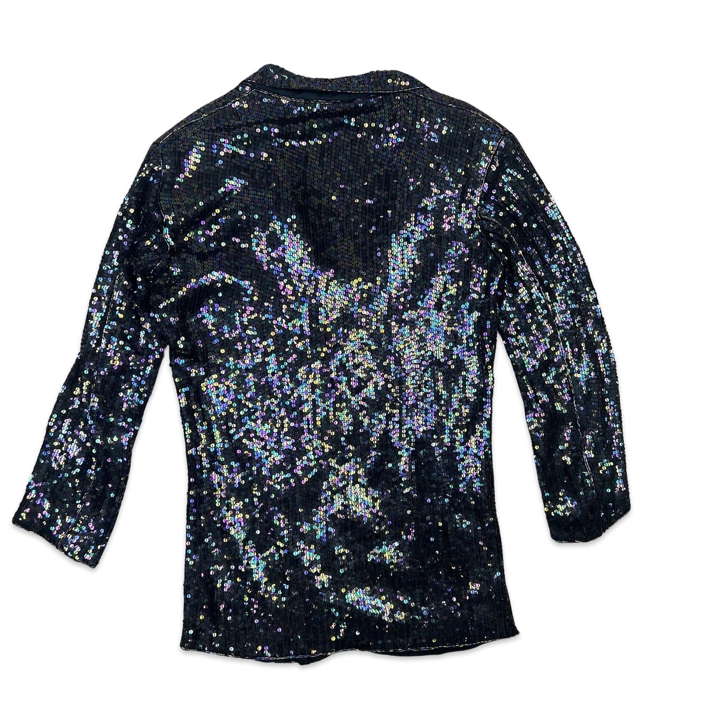 Vintage 80s Sequin Blazer Jacket Black Purple 8 10 12