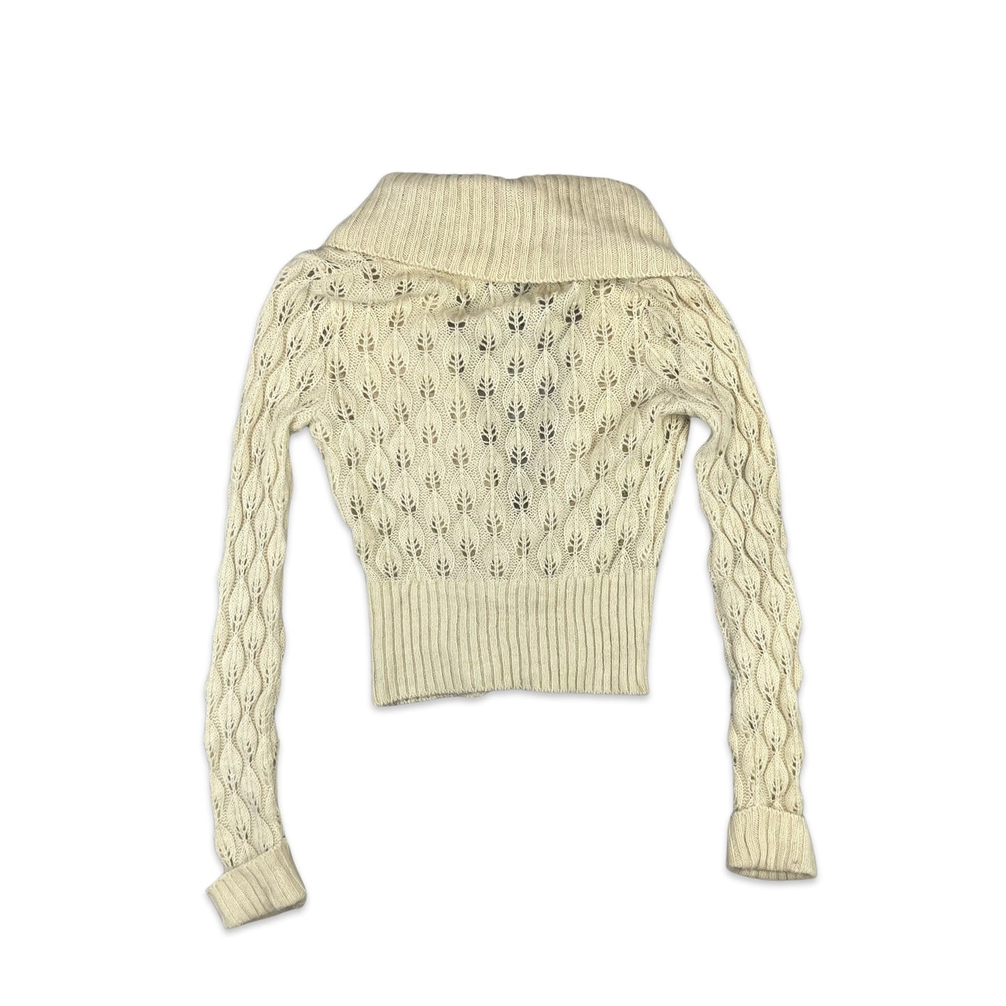 Y2K Vintage Fine Knit Mohair Cardigan Cream 6 8