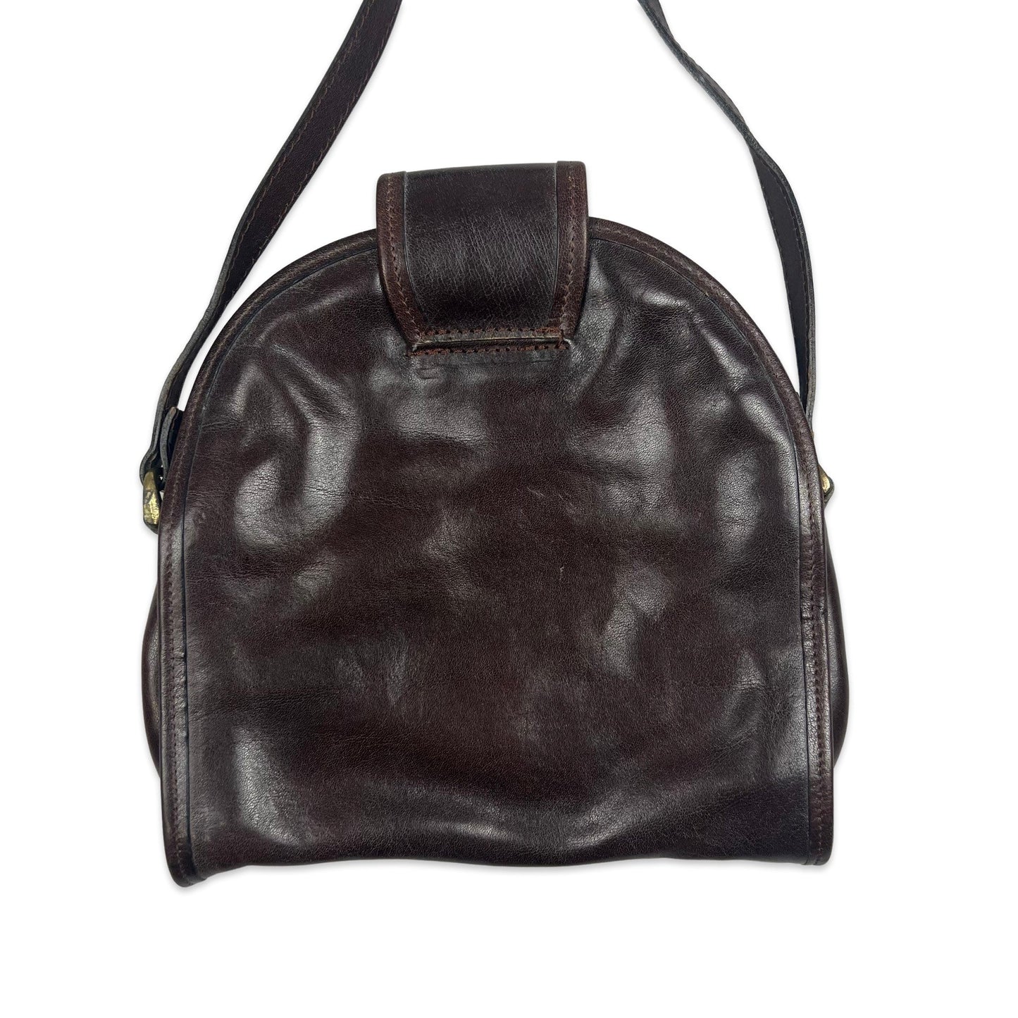 Vintage 90s Brown Shoulder Crossbody Leather Handbag