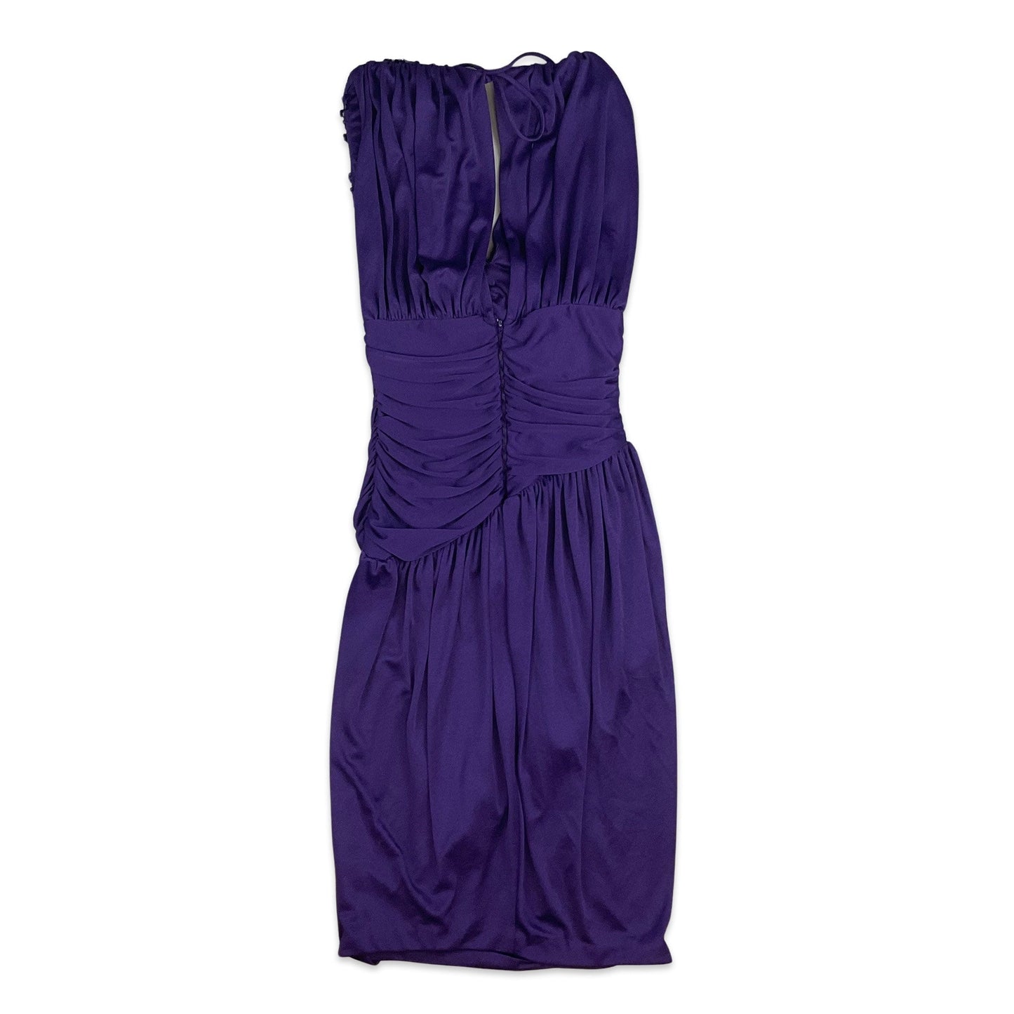 Vintage 80s 90s Party Sequinned Asymmetric Midi Dress Purple 8 10