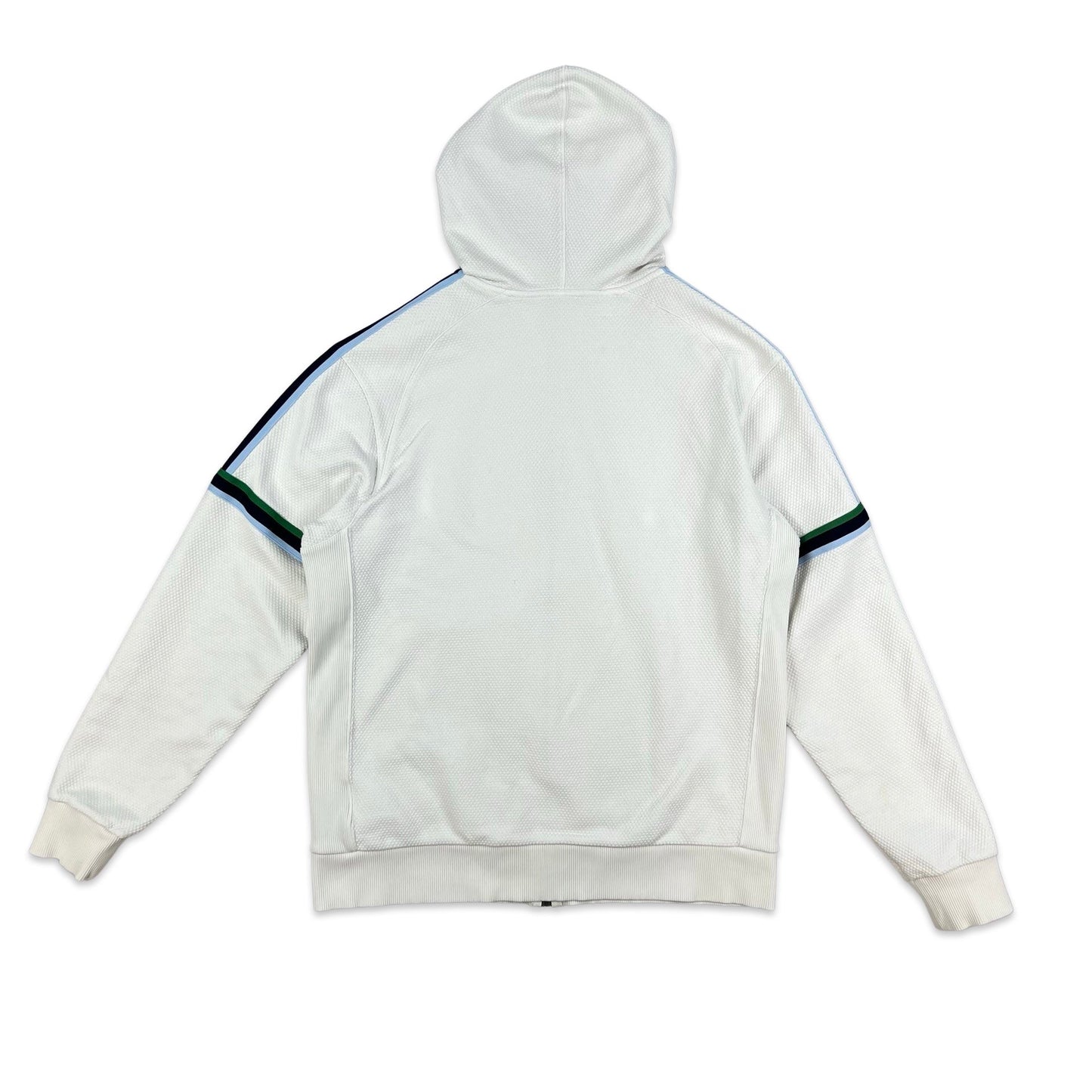 00s Vintage White Nike Zip Hoodie Green Blue Stripe M L