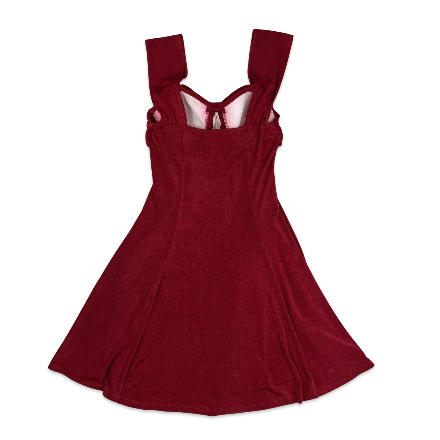 Vintage 90s Velvet Skater Dress Red 10 12