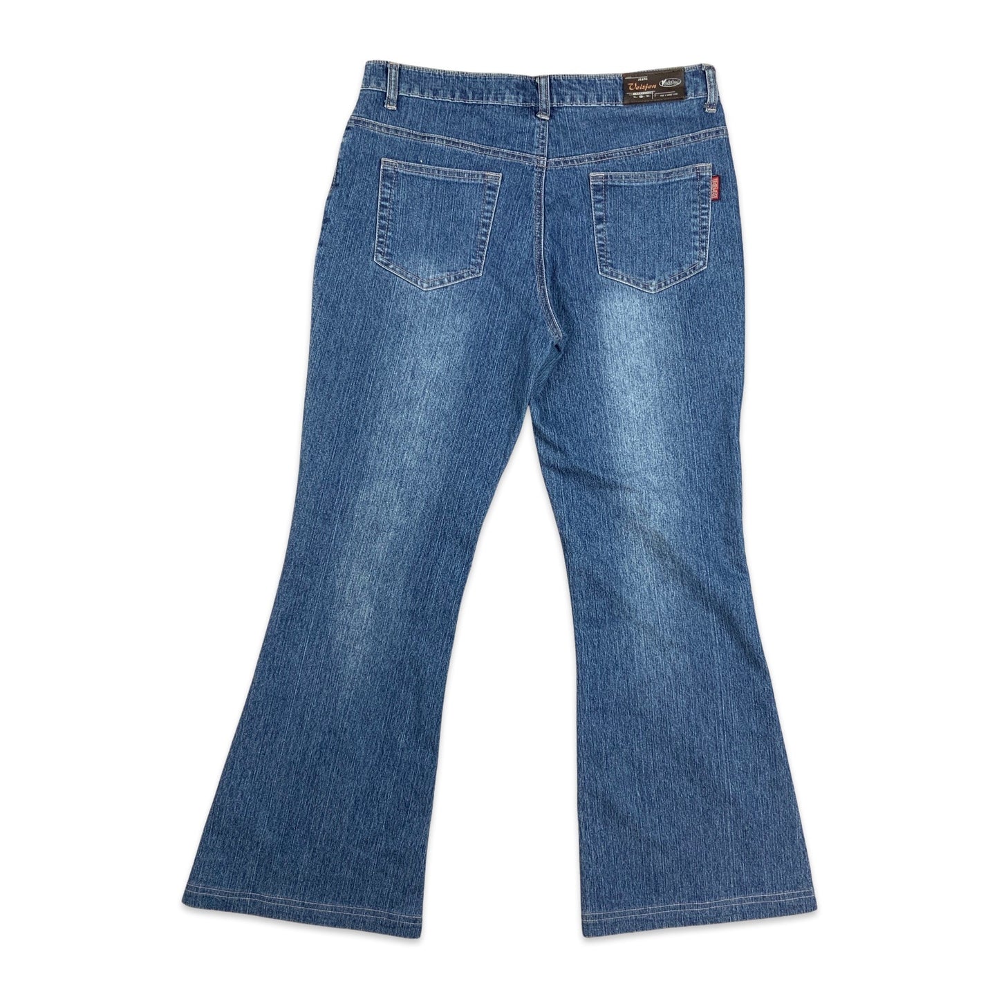Y2K Low Rise Bootcut Denim Jeans with Floral Embroidery 12 14