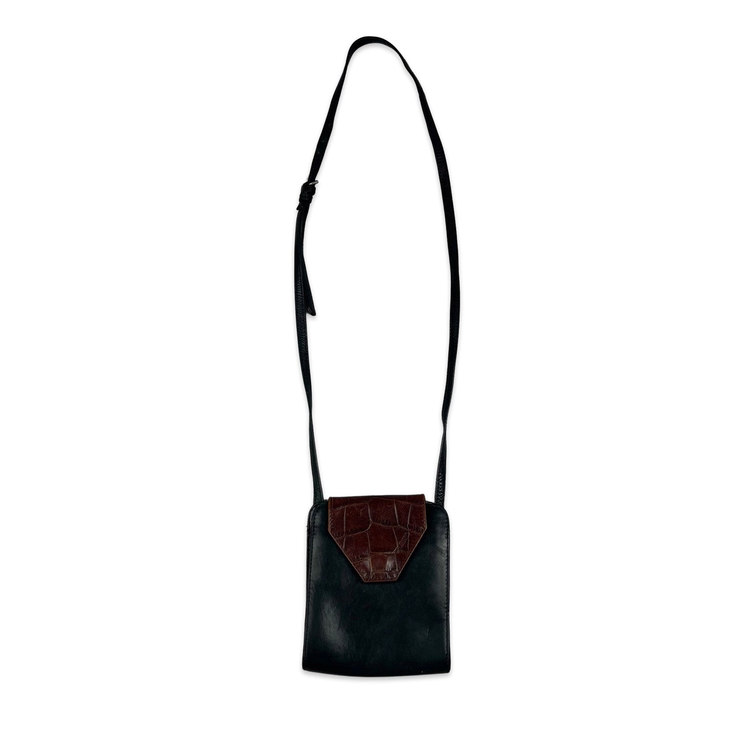 Vintage Black Brown Crossbody Leather Handbag