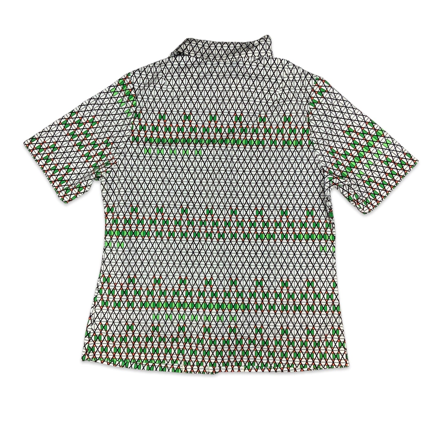 Vintage 80s Black & Green Geometric Print Blouse 12 14