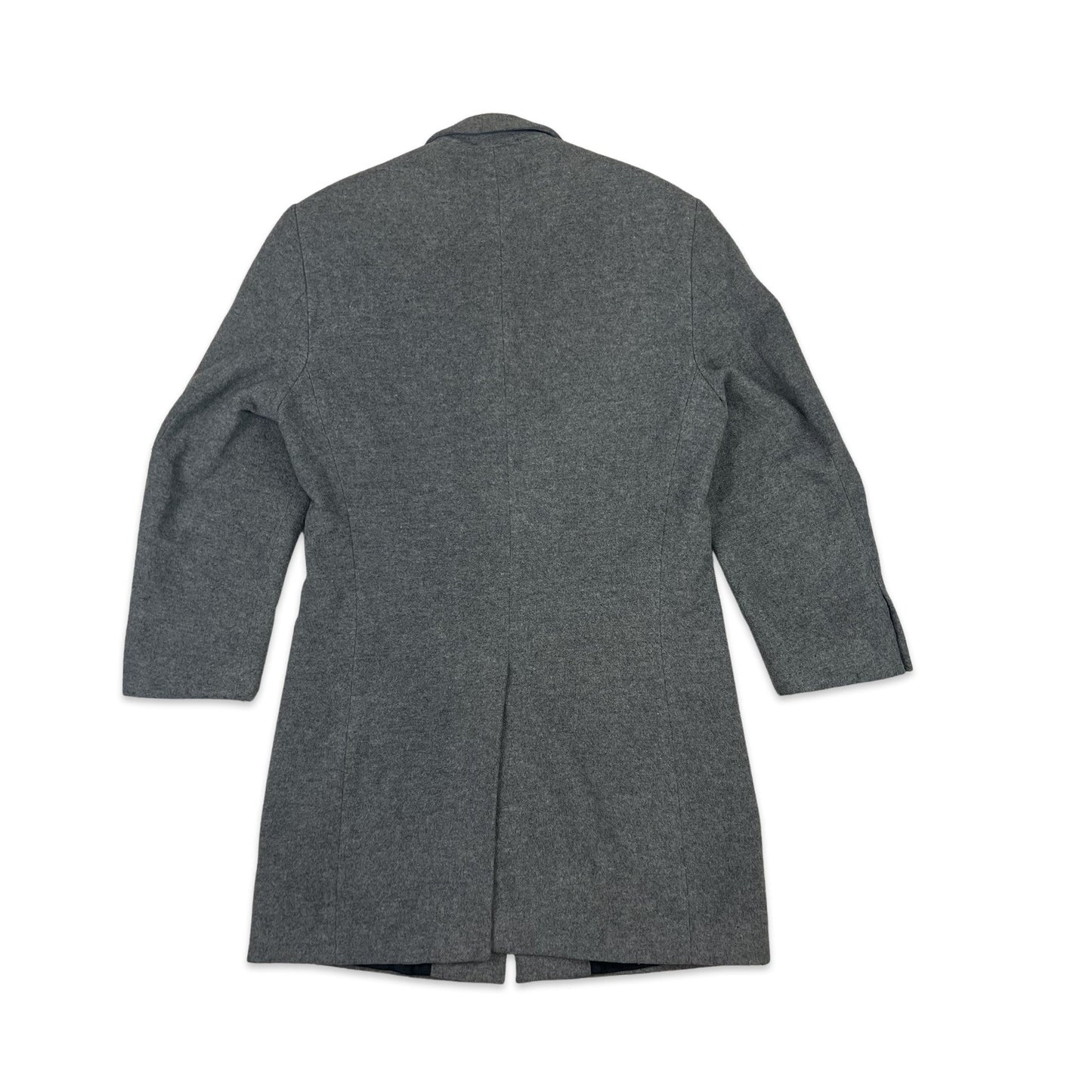 Vintage 80s Wool Midi Coat Grey 12 14