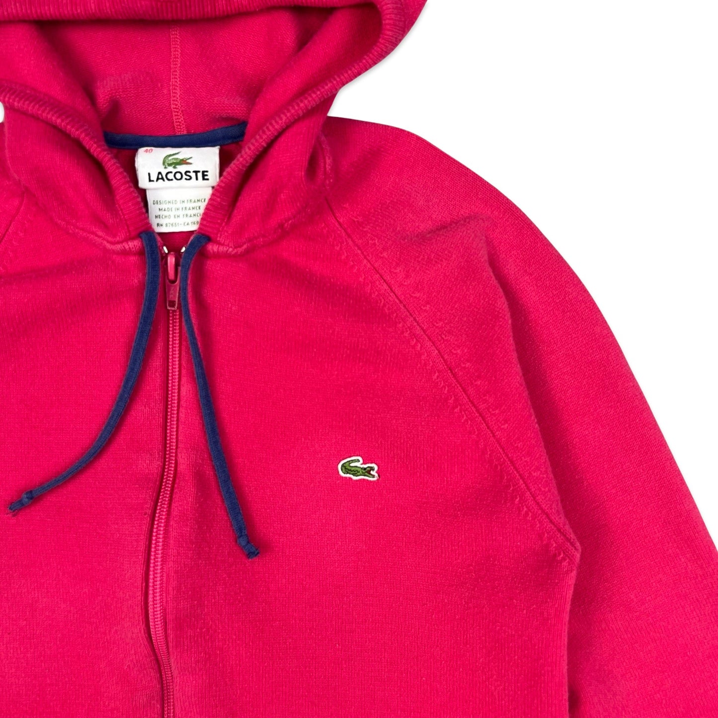 90s 00s Vintage Lacoste Double Zip Knit Jumper Pink 6 8 10