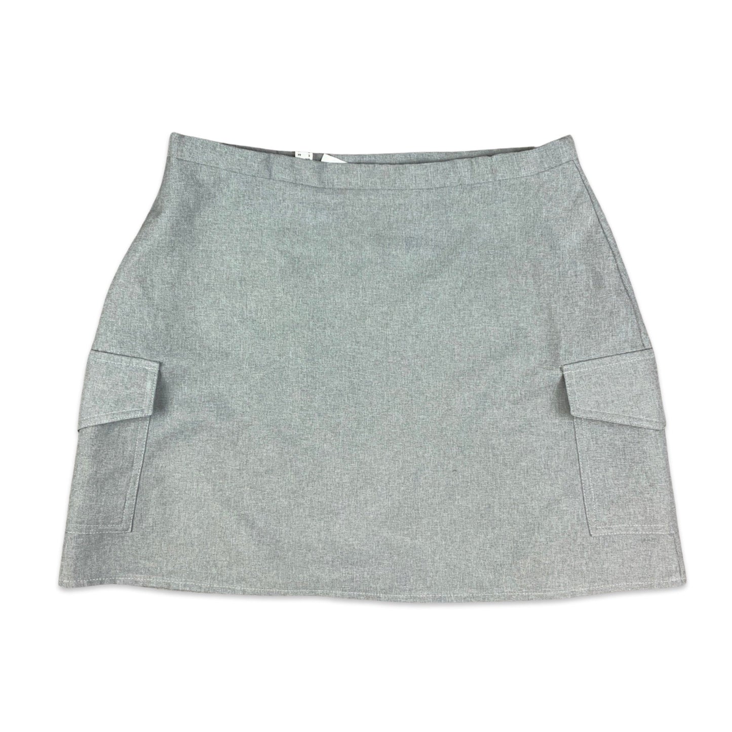 Vintage 90s Grey Wrap Cargo Mini Skirt 12