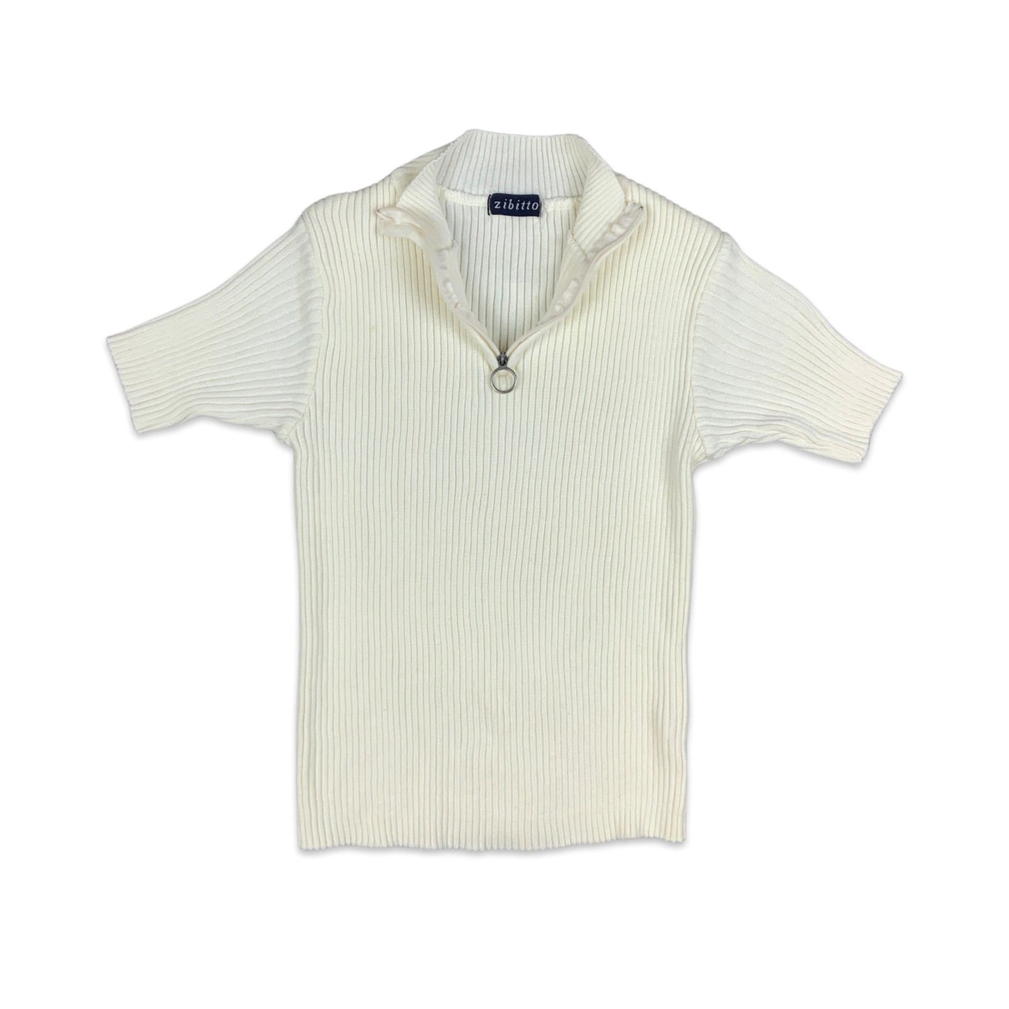 Vintage 90s White Short Sleeved Jumper 8 10 12