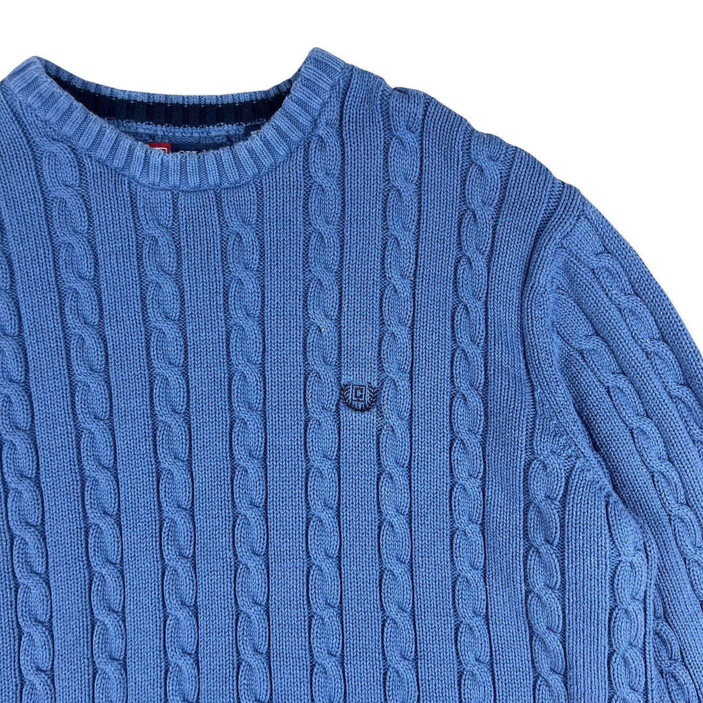 Vintage Chaps Ralph Lauren Cable Knit Jumper Blue L XL