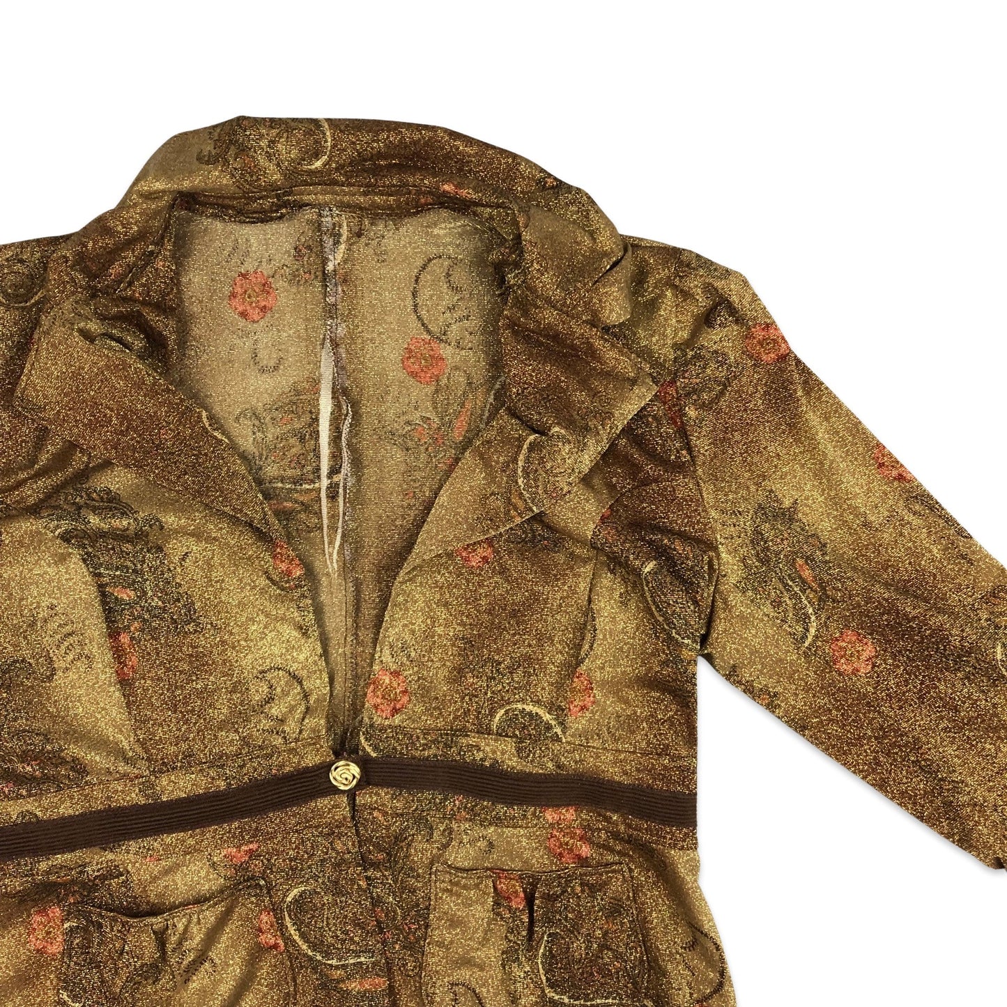 Vintage 80s Brown Lurex Blazer 12 14