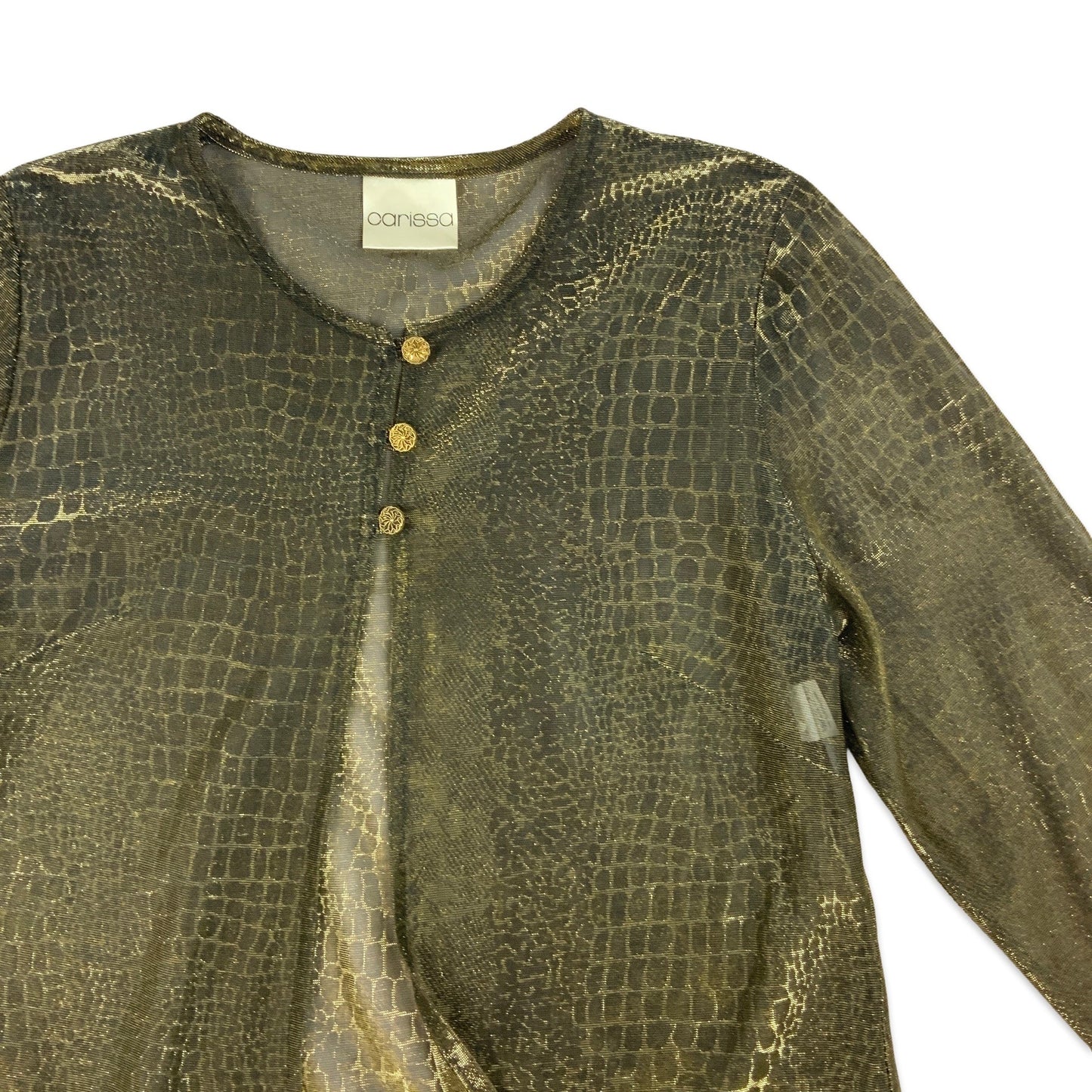 Vintage Y2K Gold and Black Lurex Blouse 14 16 18