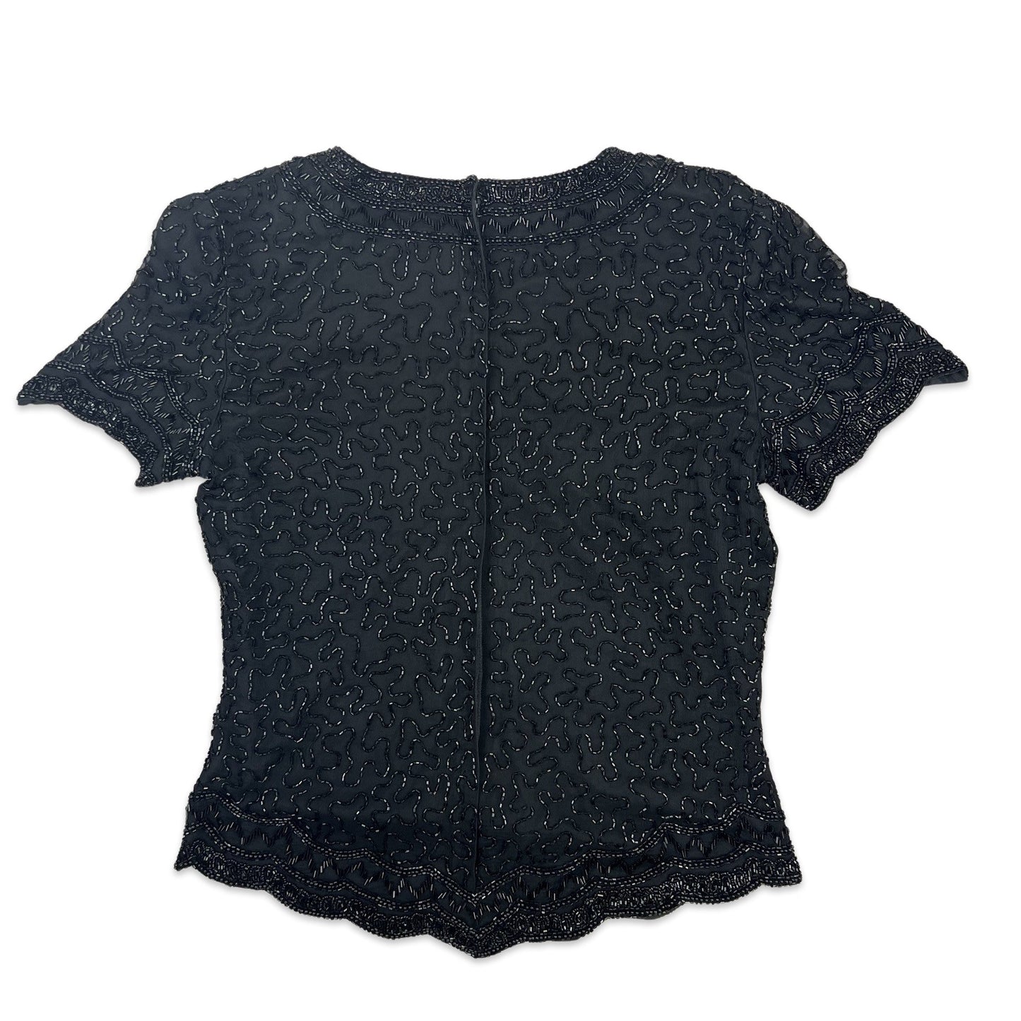 Vintage 80s Sequin Blouse Black 8 10