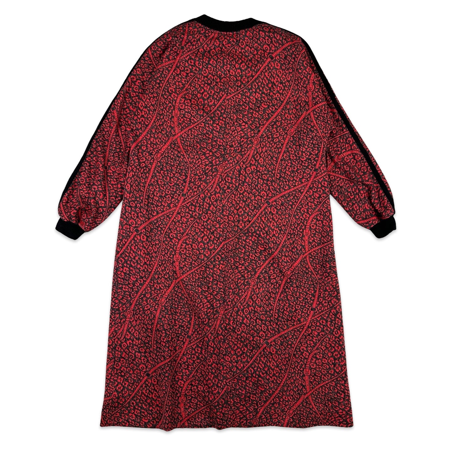 80s Vintage Knitted Patterned Midi Dress 12