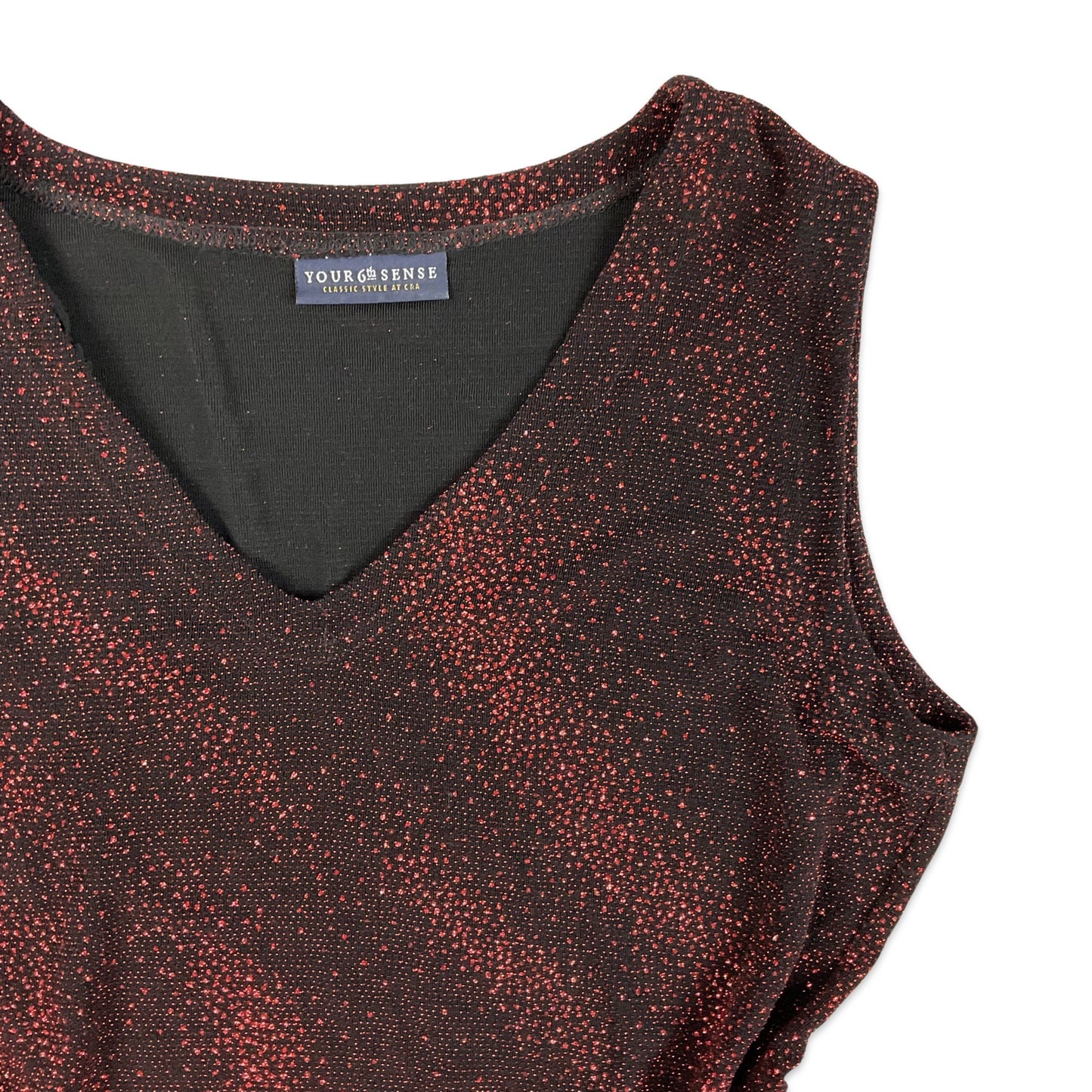 Vintage 90s C&A Red Black Lurex Shimmer Festival Vest Top 10