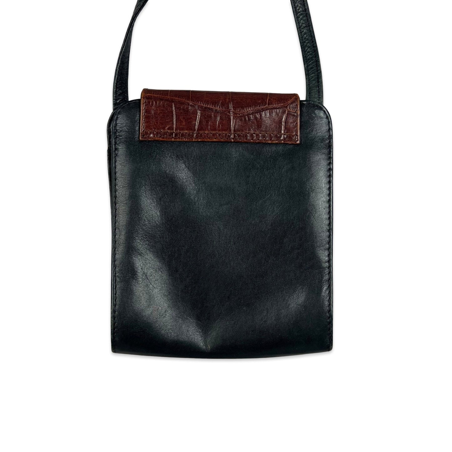 Vintage Black Brown Crossbody Leather Handbag