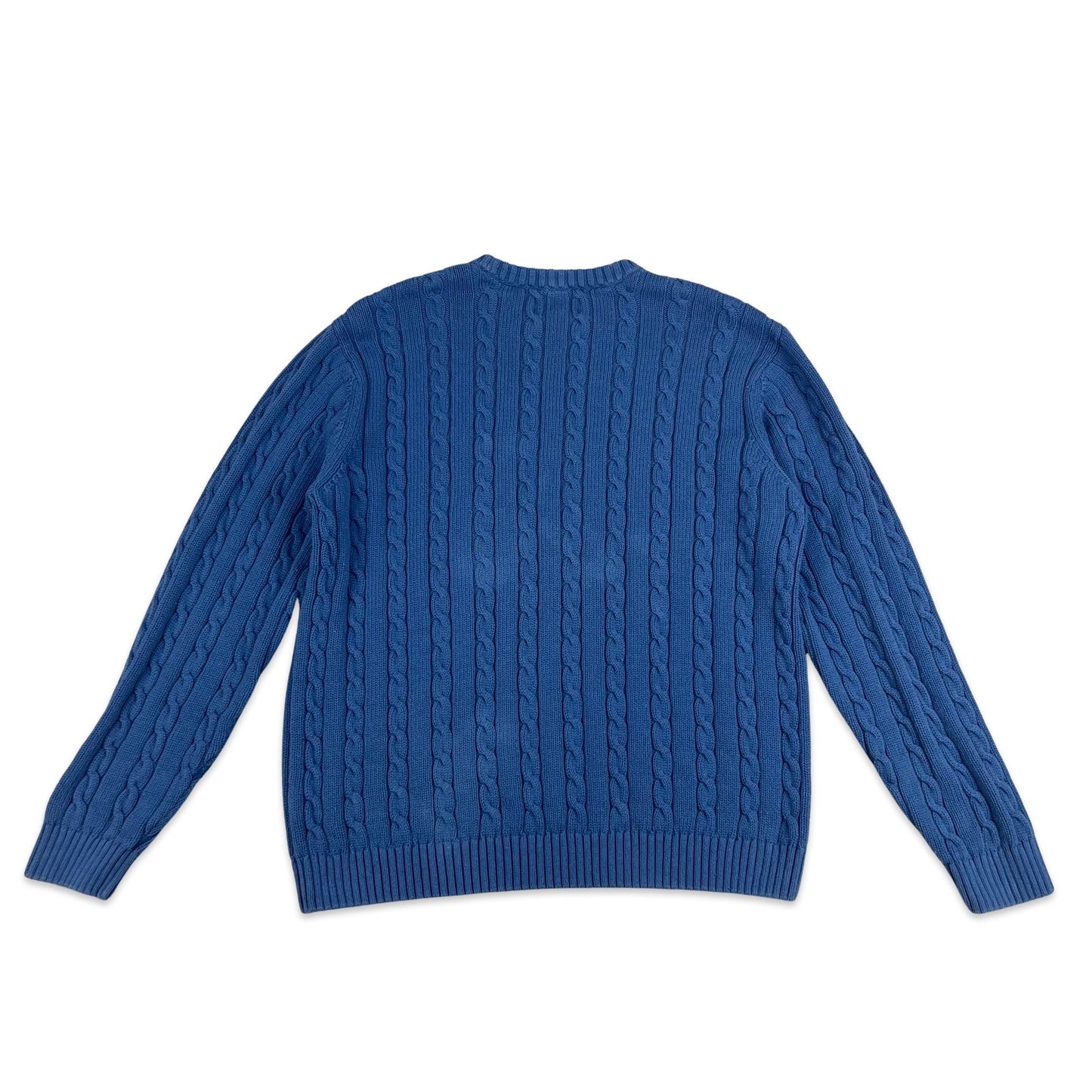 Vintage Chaps Ralph Lauren Cable Knit Jumper Blue L XL