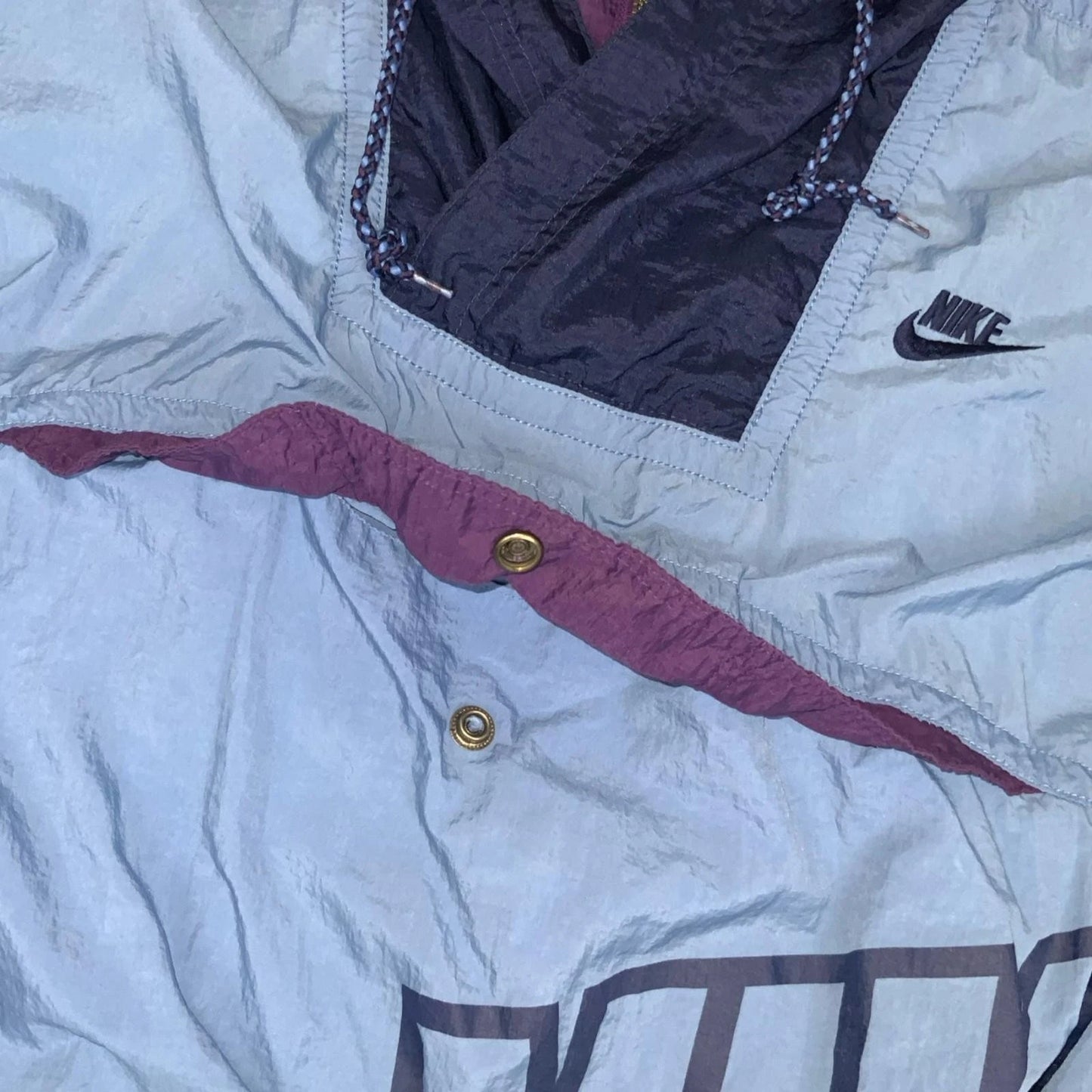 VTG 80s 'NIKE' BLUE PURPLE 1/4 ZIP PULLOVER HOODED TRACK JACKET WINDBREAKER 2XL