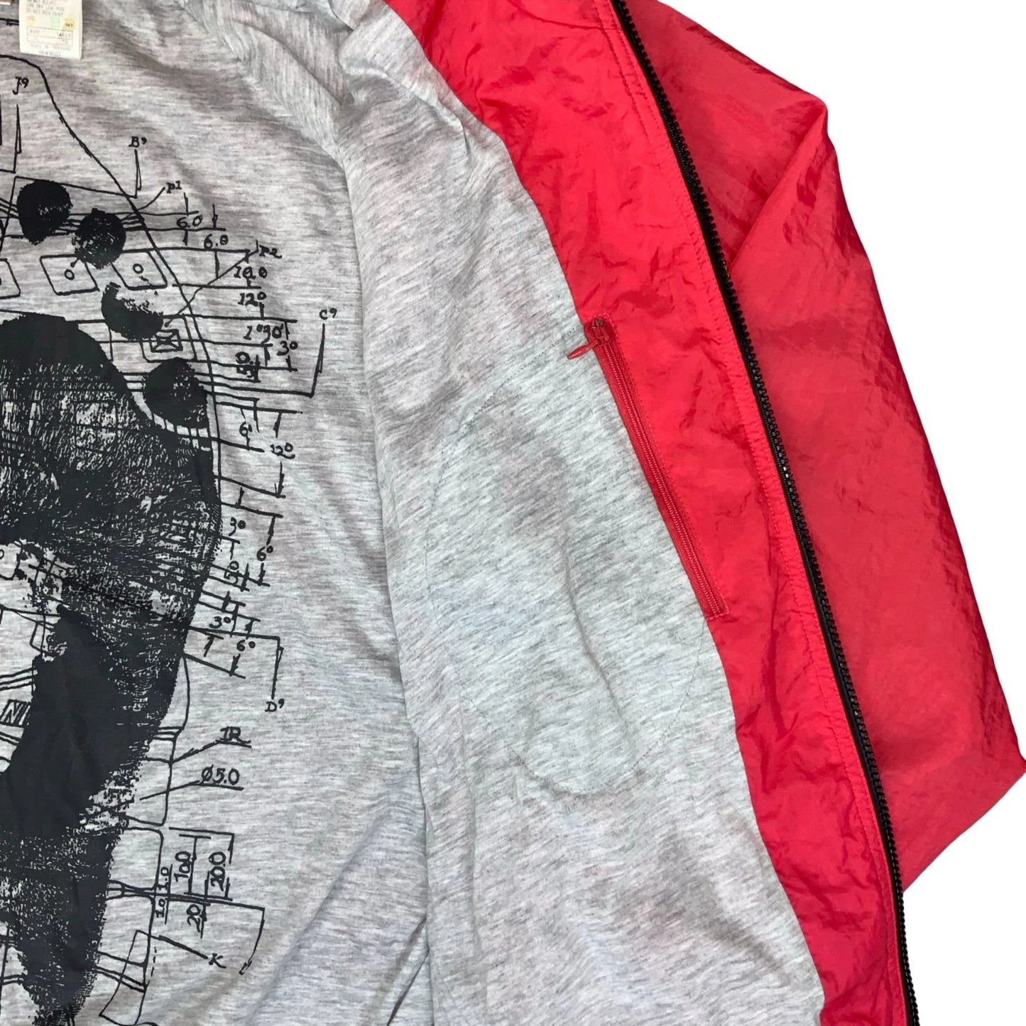 RARE 90s 'NIKE' RED GRAPHIC PRINT GREY LINING STREETWEAR CASUAL WINDBREAKER 2XL