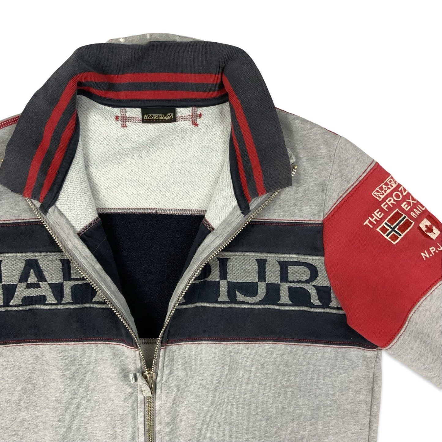 Napapijri Grey Spell Out Zip-up Track Jacket S M