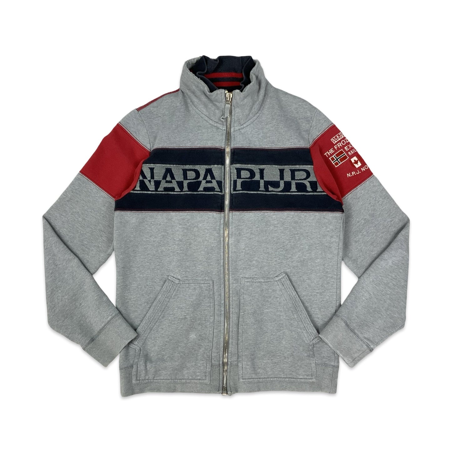 Napapijri Grey Spell Out Zip-up Track Jacket S M