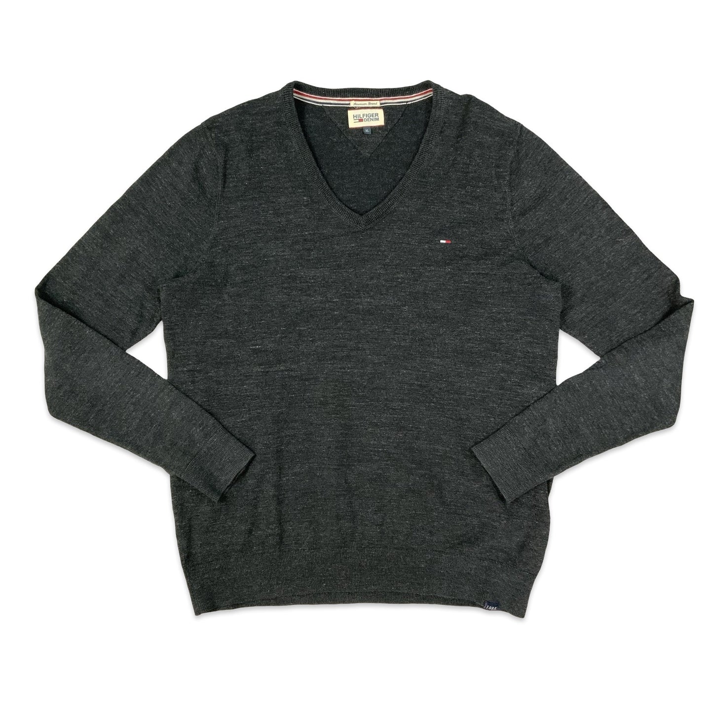 Tommy Hilfiger V-Neck Grey Knitted Jumper M L