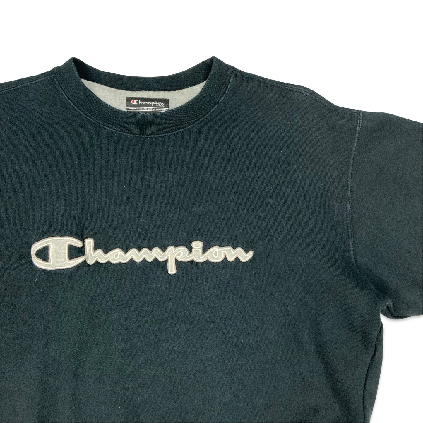 Champion Black Spell Out Sweatshirt L