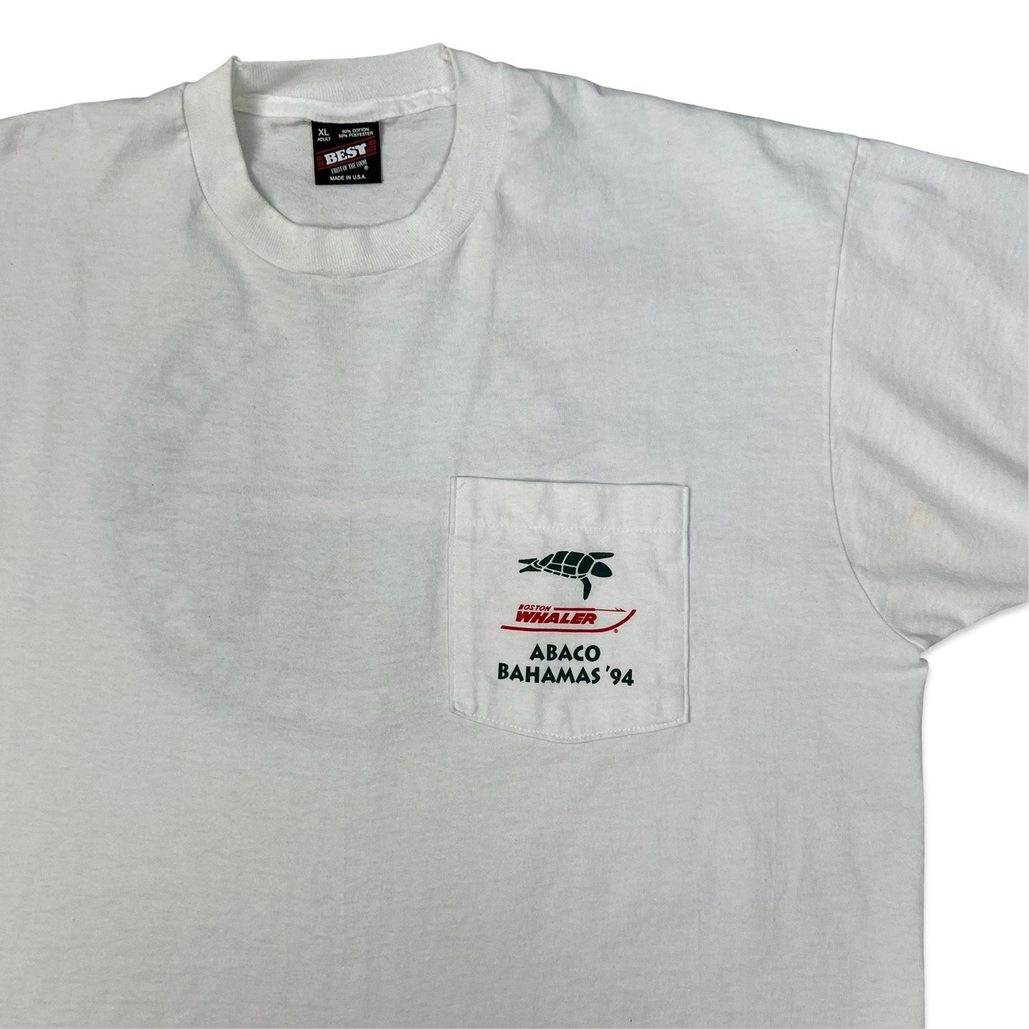 Vintage 90s Fruit of the Loom Bahamas Tourist White Pocket Tee XL